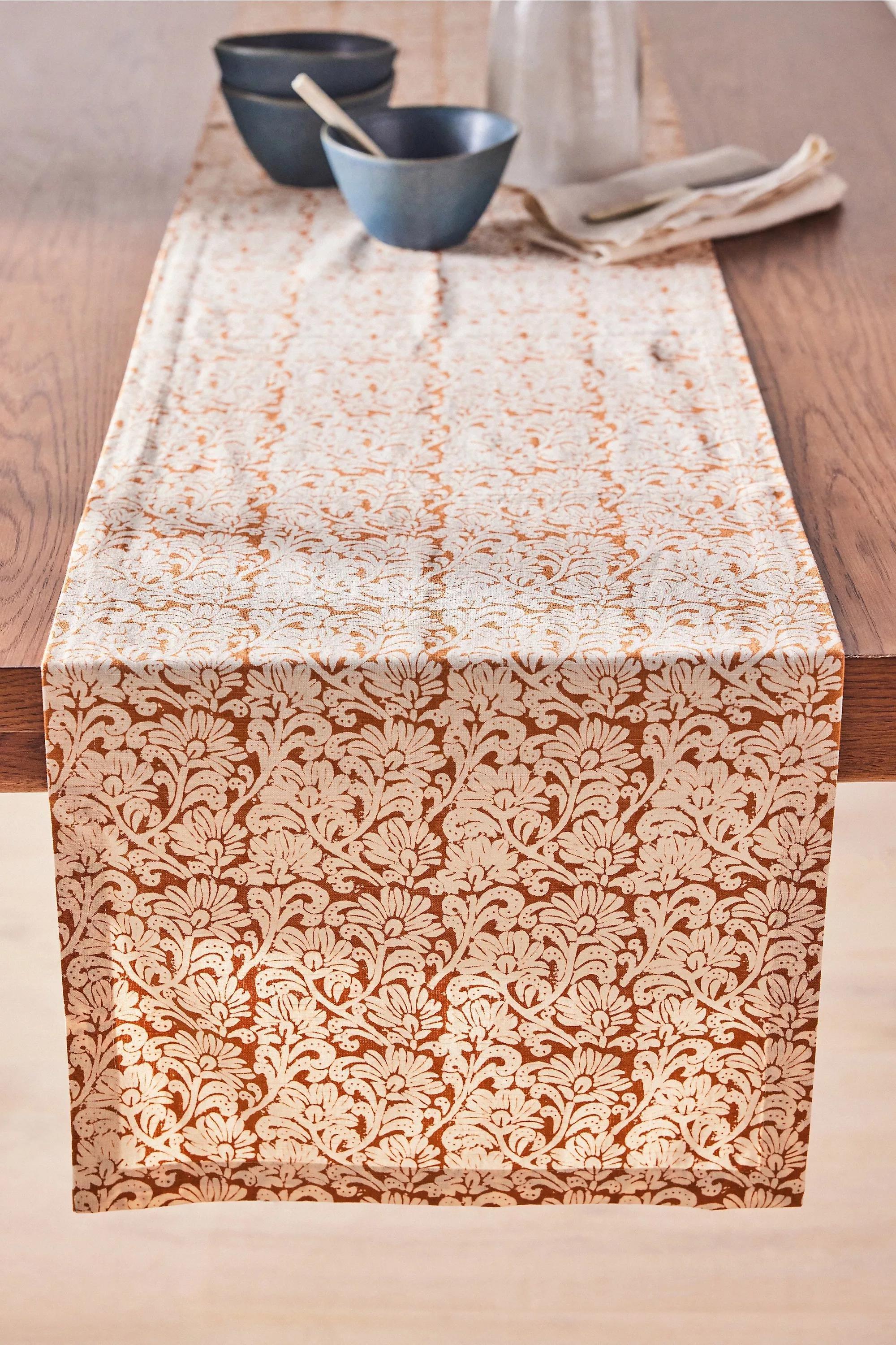 Demeter Embroidered Cotton Runner, Orange, A501_0083, large image number 0