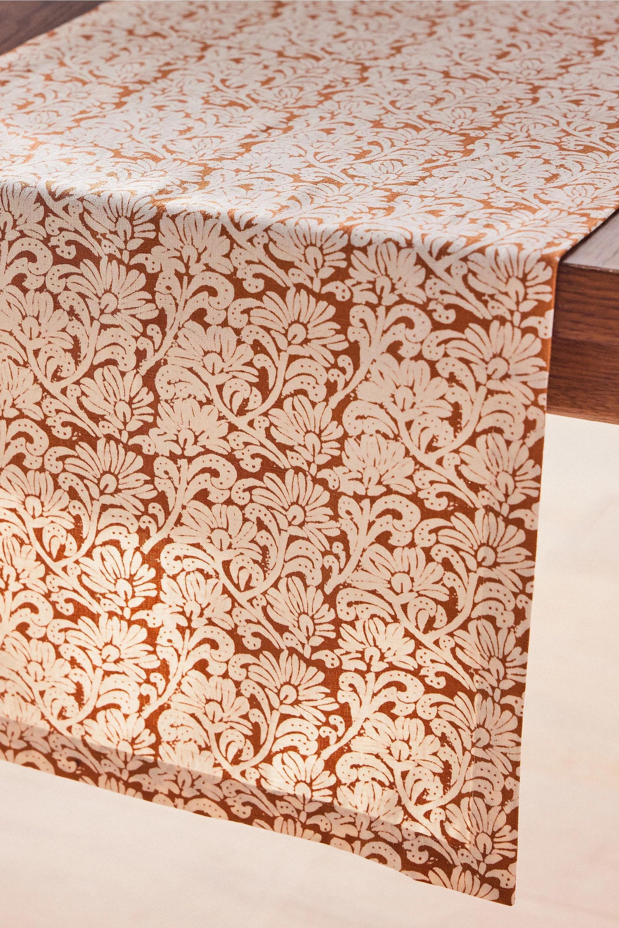 Demeter Embroidered Cotton Runner, Orange, A501_0083, large image number 1