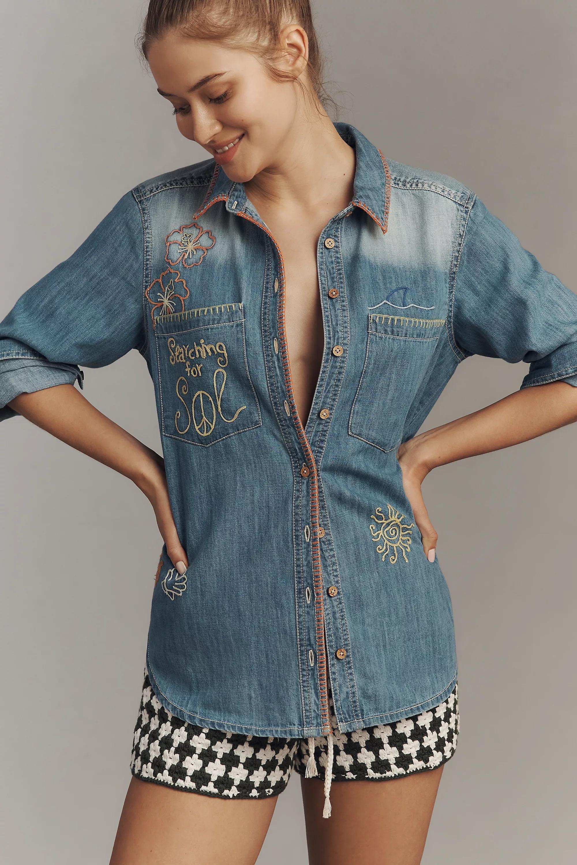 Anthropologie Embroidered Overshirt, A501_0092, large image number 0