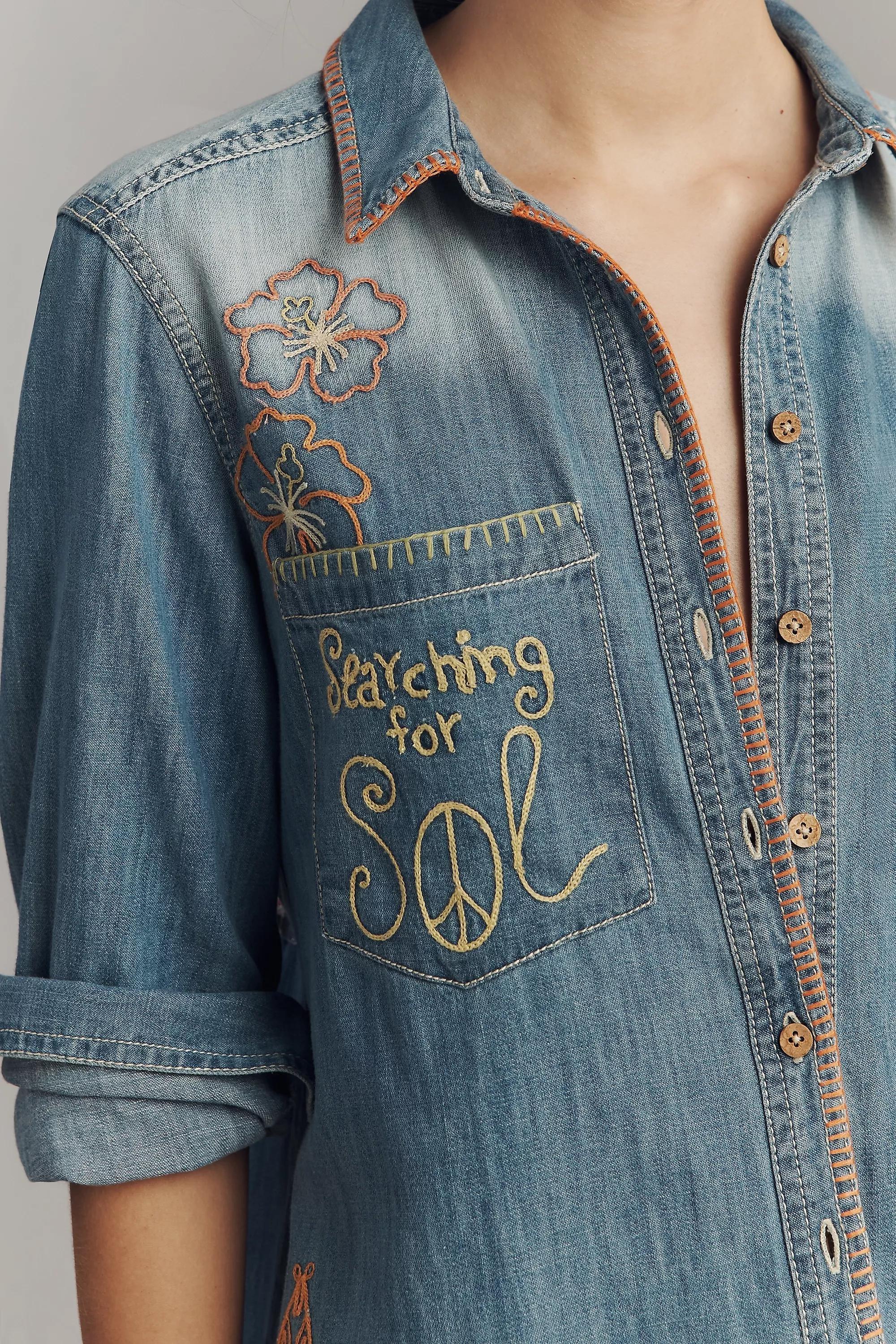 Anthropologie Embroidered Overshirt, A501_0092, large image number 2