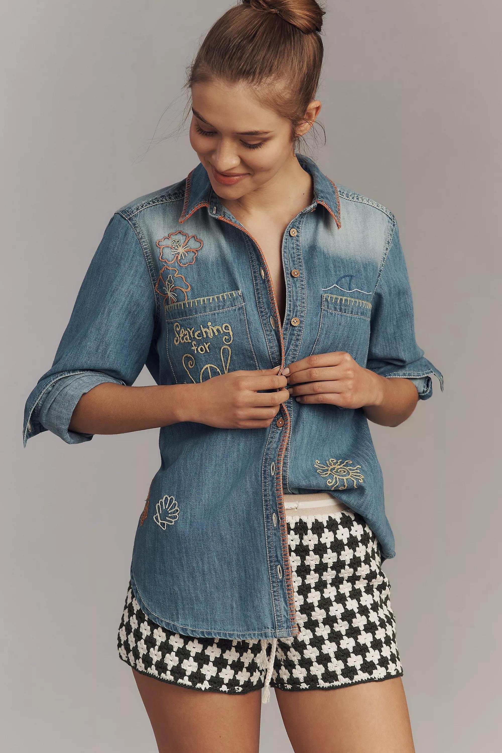 Anthropologie Embroidered Overshirt, A501_0092, large image number 3