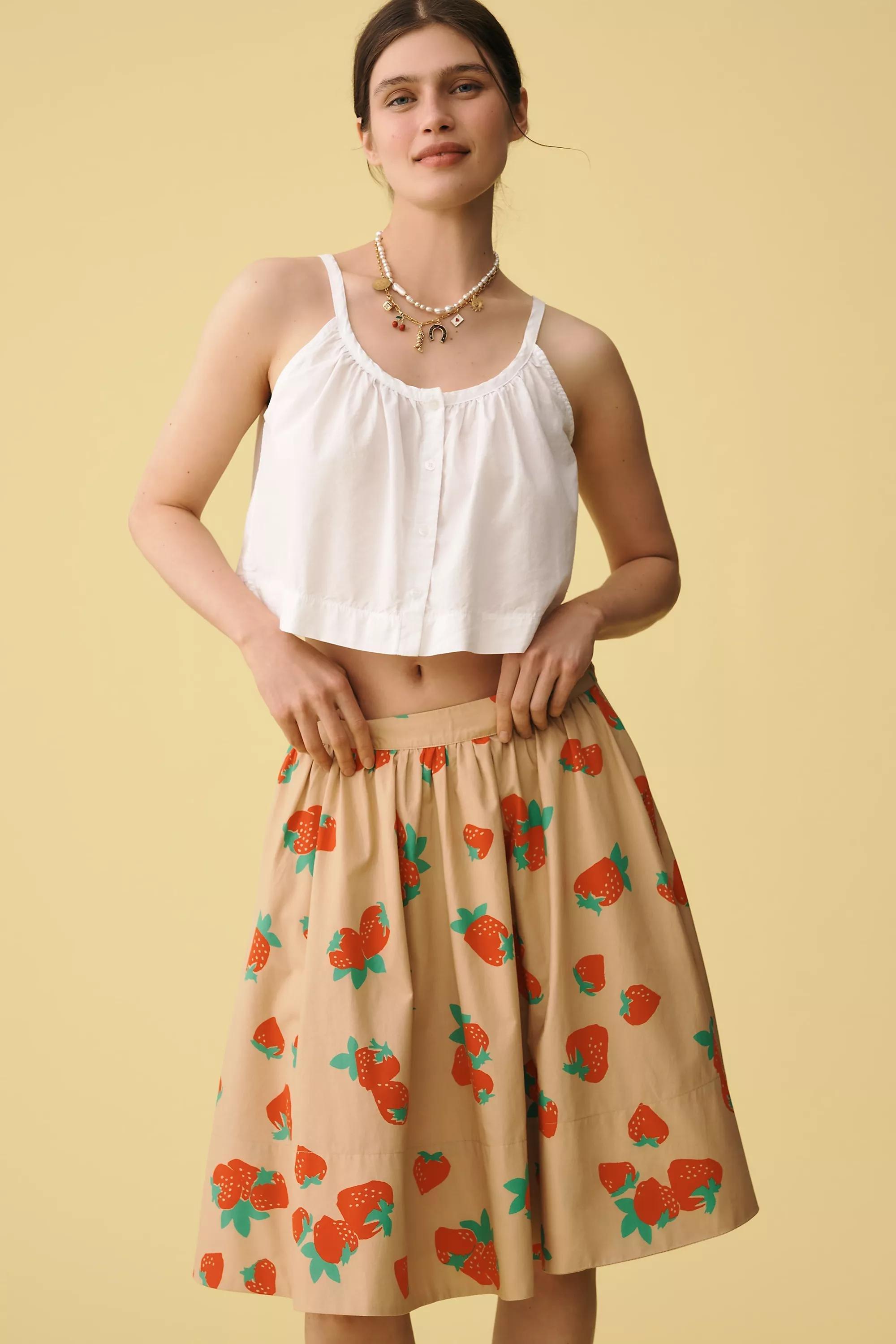 By Maeve The Jacie Poplin Printed Skirt, Red, , large image number 2