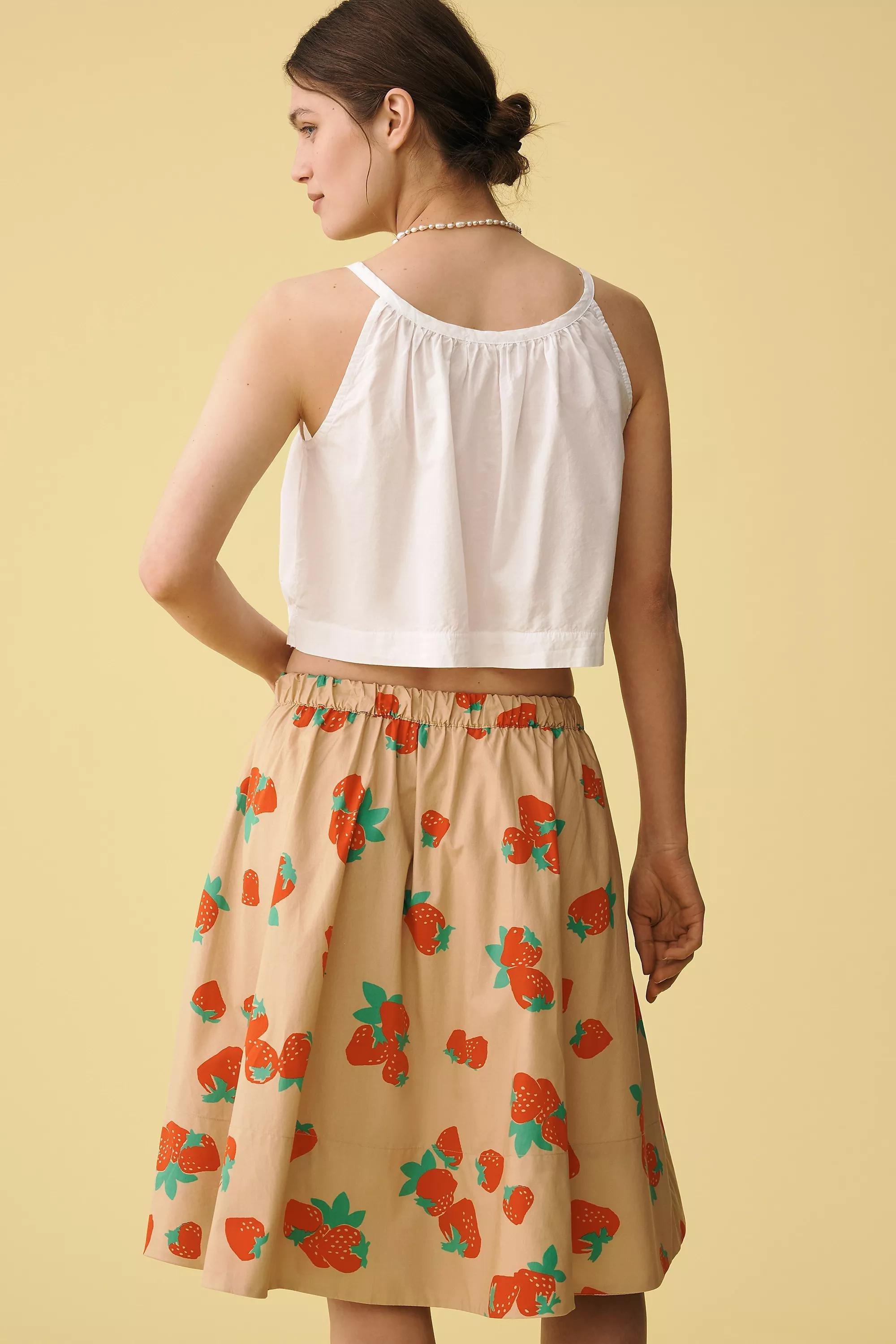By Maeve The Jacie Poplin Printed Skirt, Red, , large image number 3