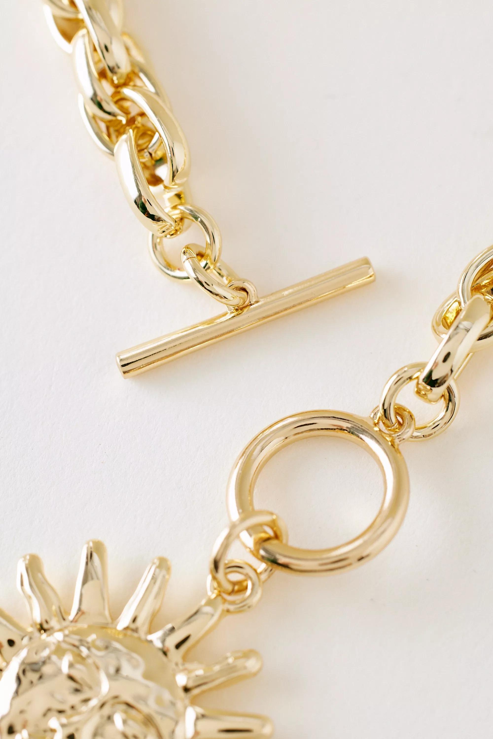 Statement Sun Pendant Necklace, Gold, A501_0070, large image number 2