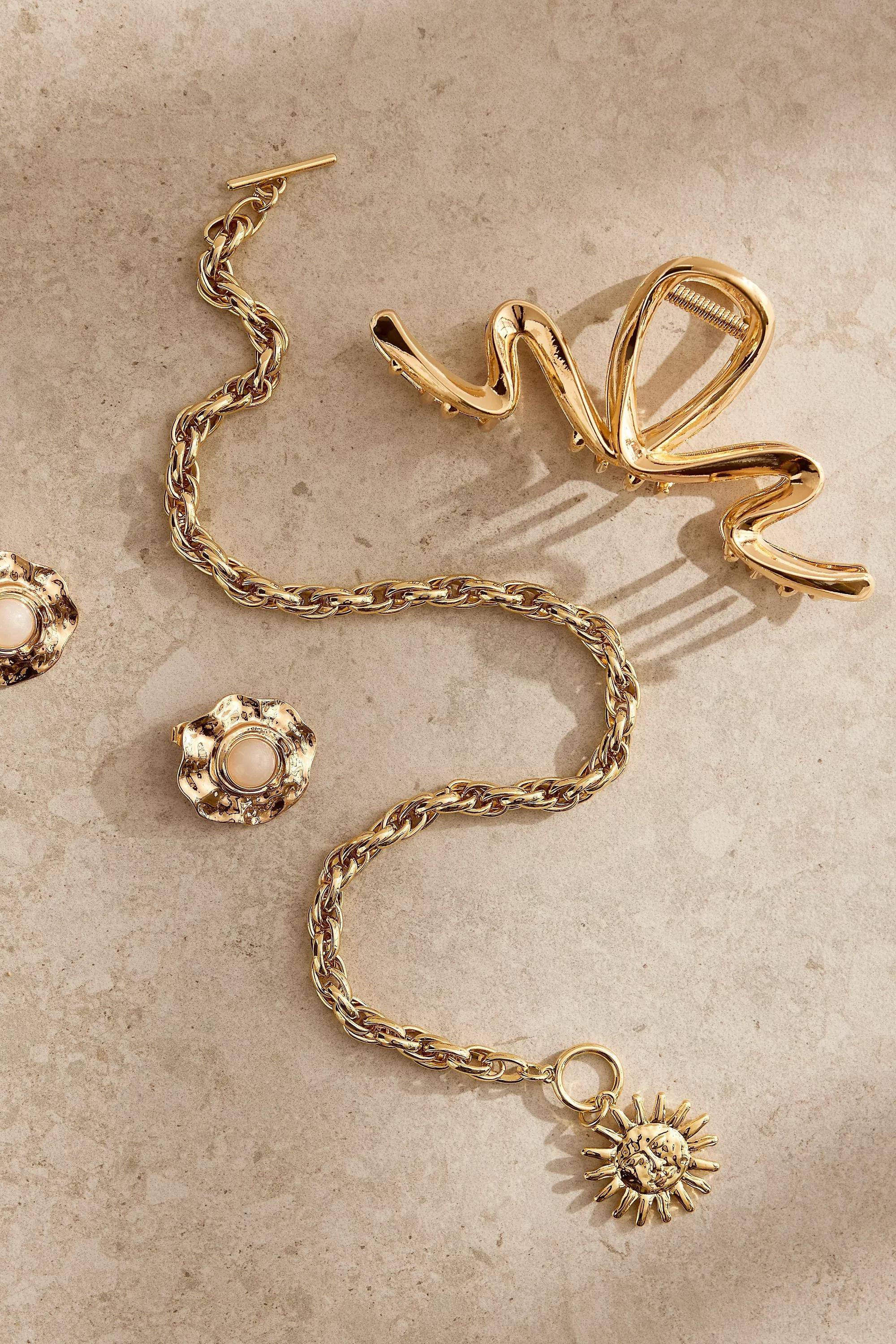 Statement Sun Pendant Necklace, Gold, A501_0070, large image number 2