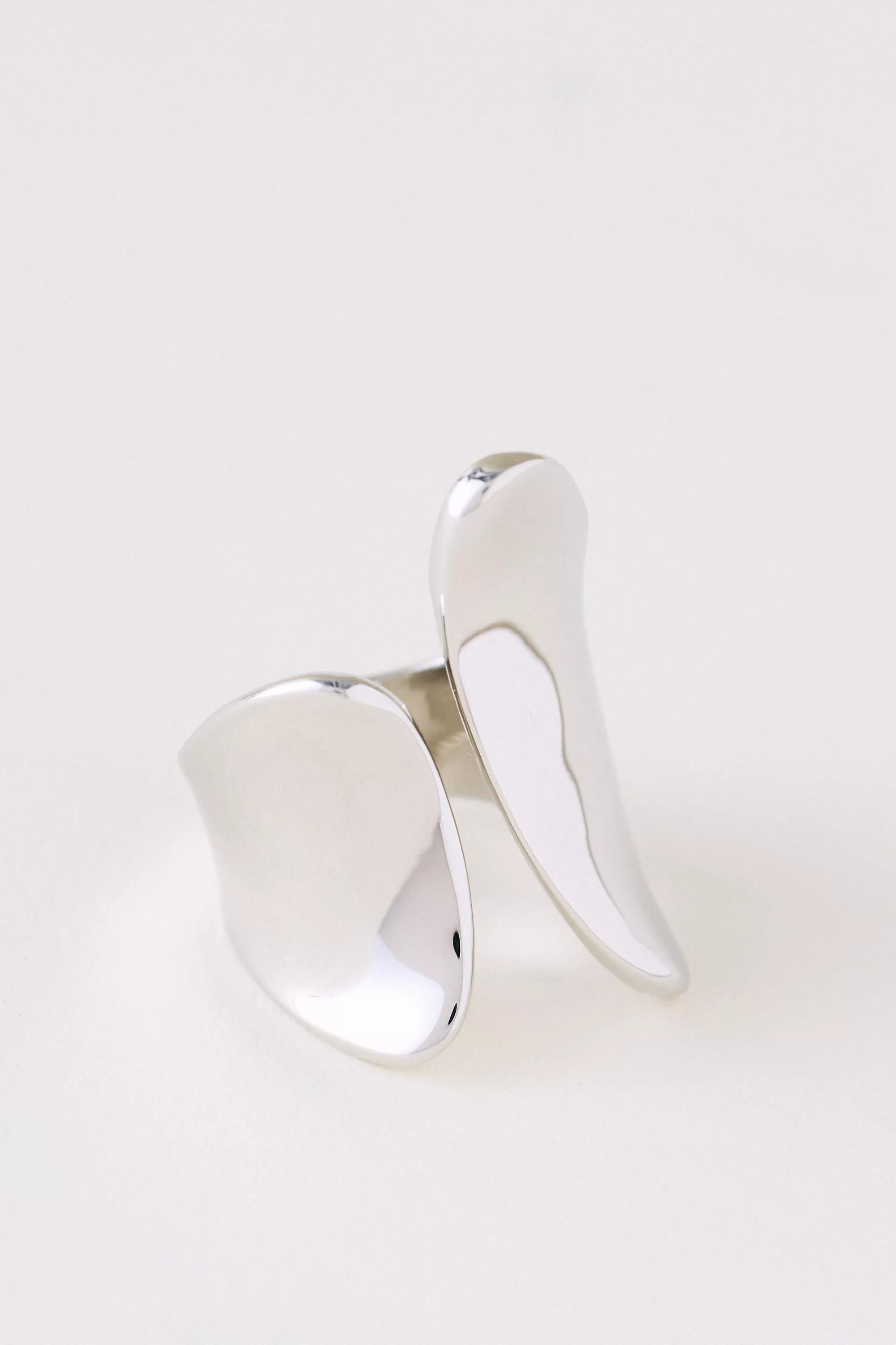 Gold-Plated Twist Cuff Ring, Silver, A501_0007, large image number 0