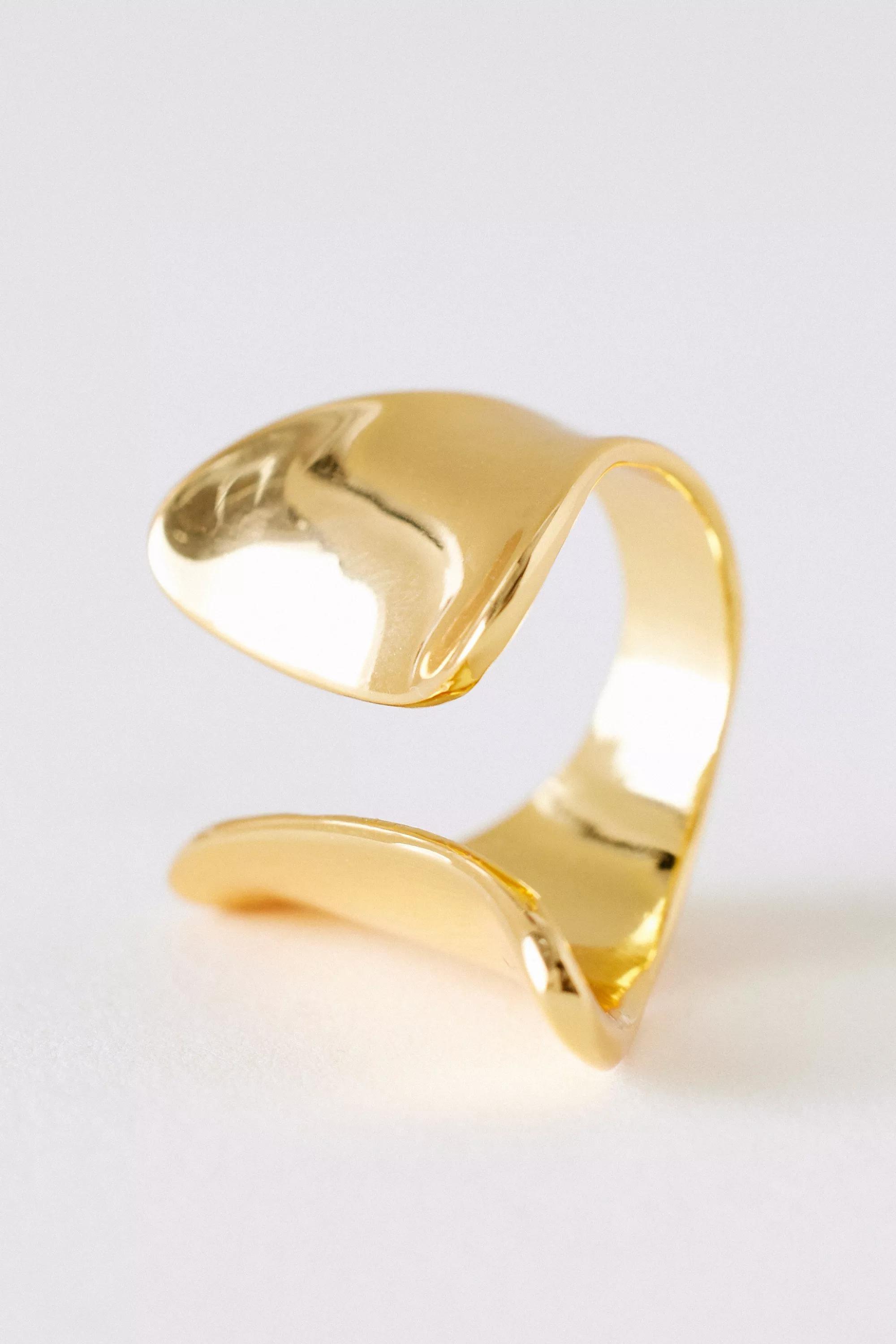 Gold-Plated Twist Cuff Ring, A501_0070, large image number 1