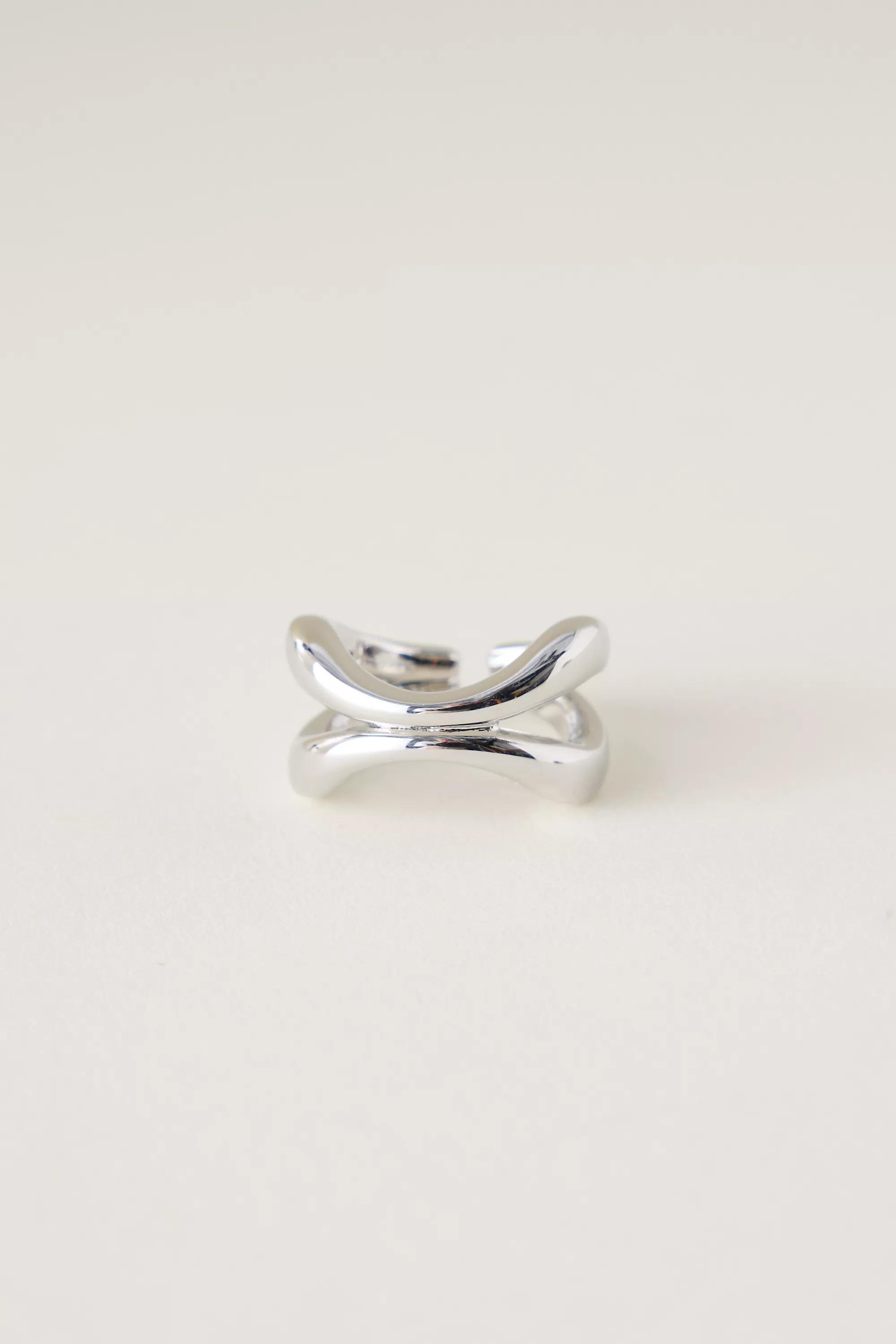 Gold-Plated Double Twist Ring, Silver, A501_0007, large image number 1