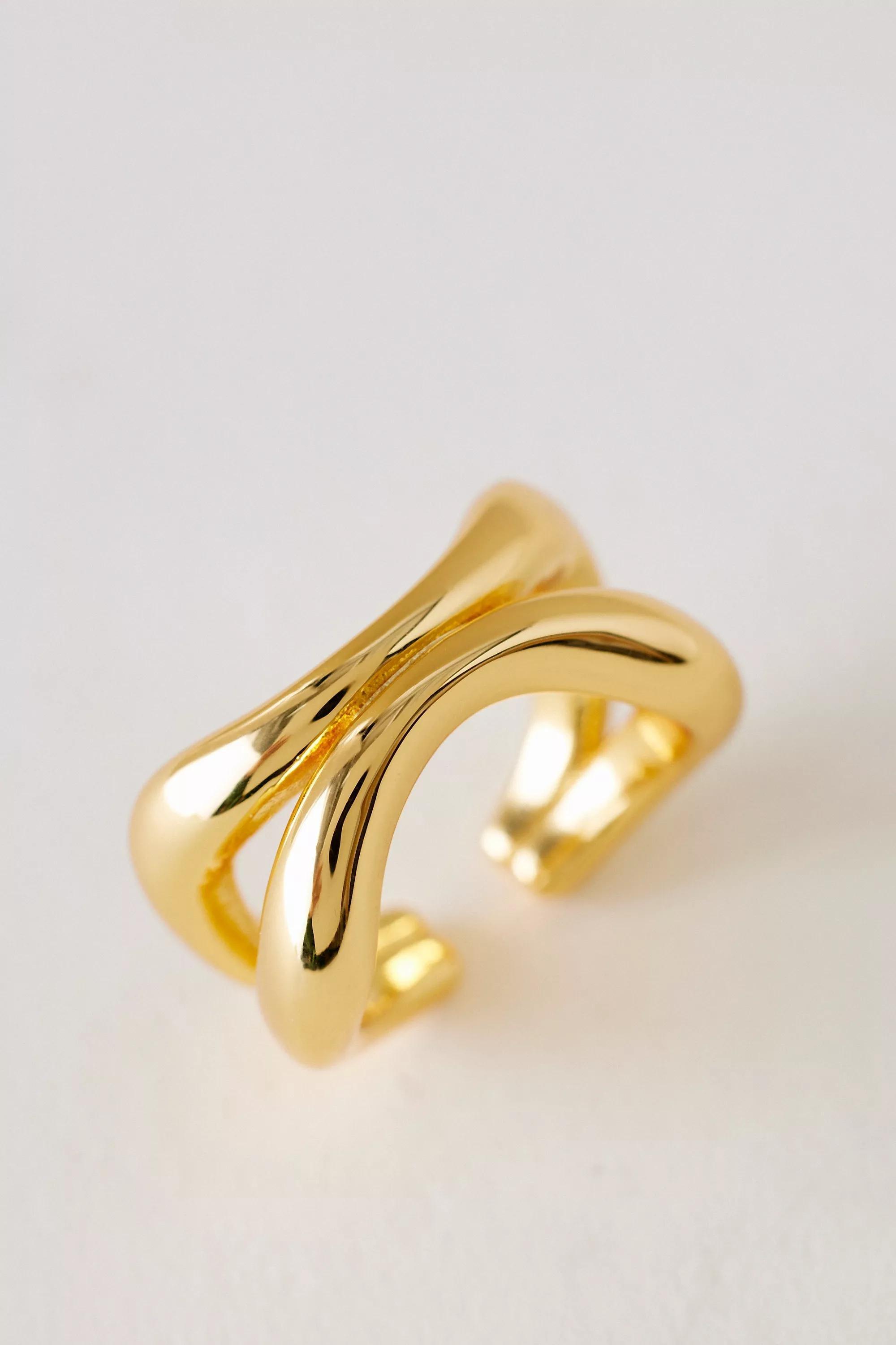 GOLD Gold-Plated Double Twist Ring, , medium