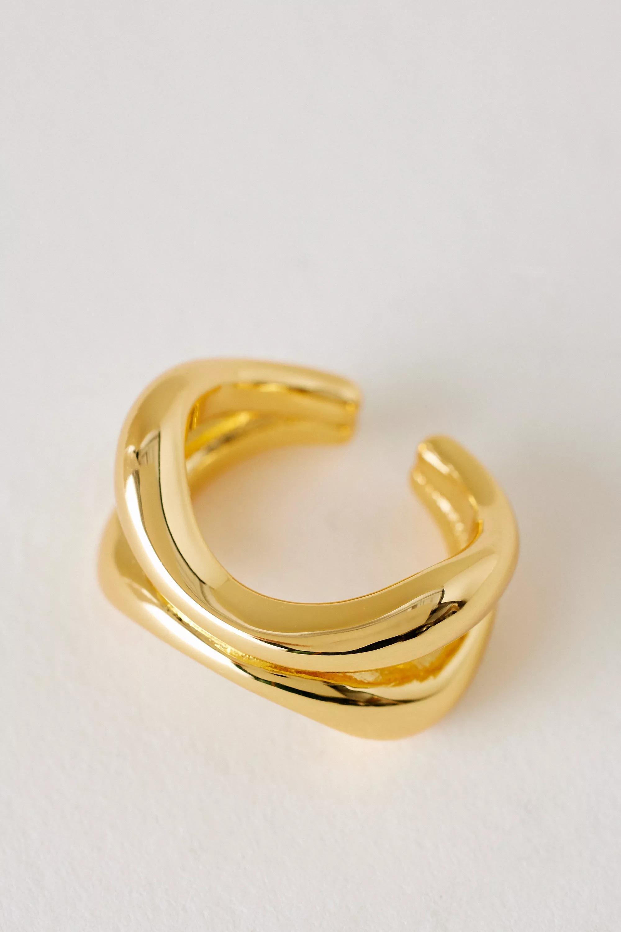 GOLD Gold-Plated Double Twist Ring, A501_0070, large image number 1