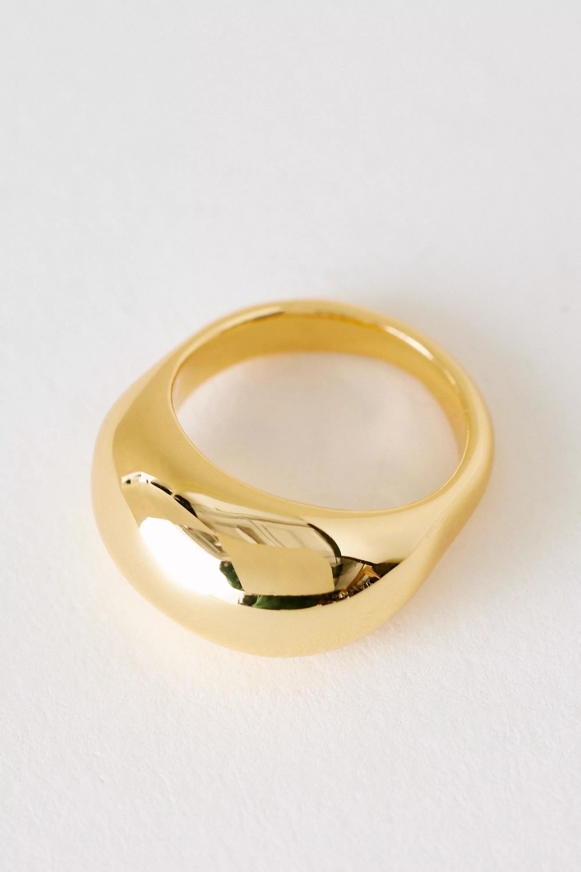 GOLD Gold Plated Minimal Chunky Ring, , medium