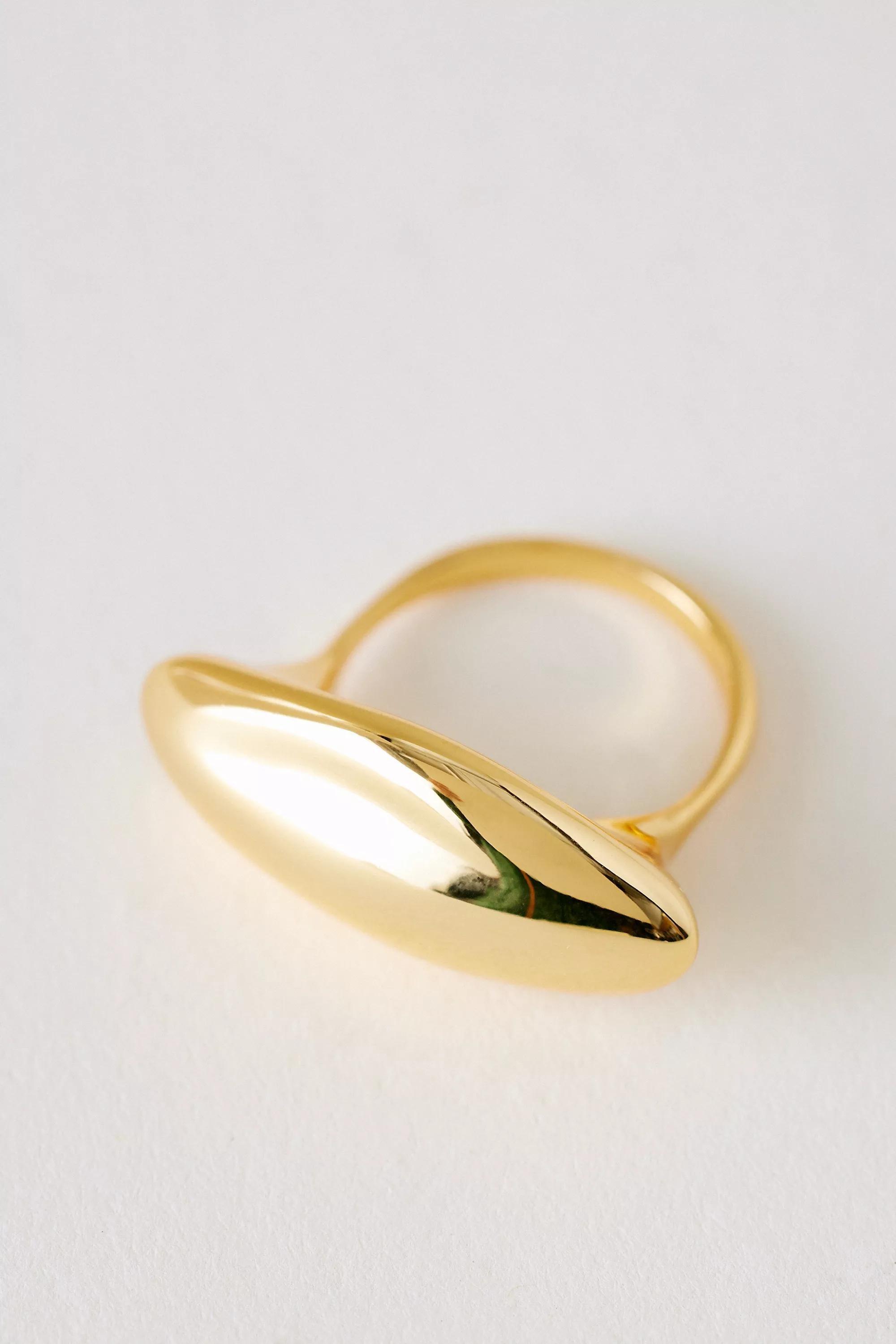 Gold-Plated Oblong Chunky Ring, , medium
