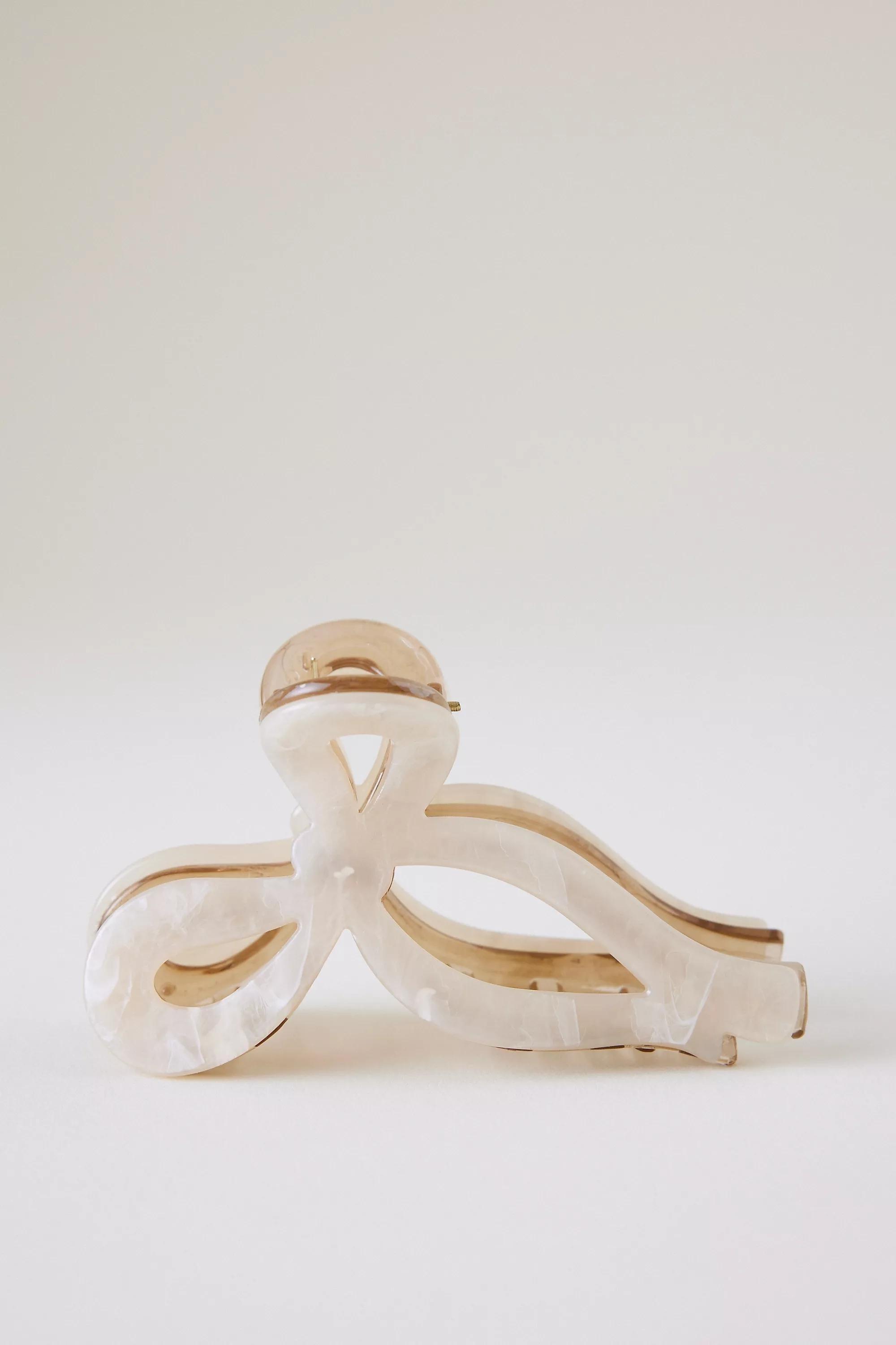 Resin Bow Hair Claw Clips, White, A501_0010, large image number 2