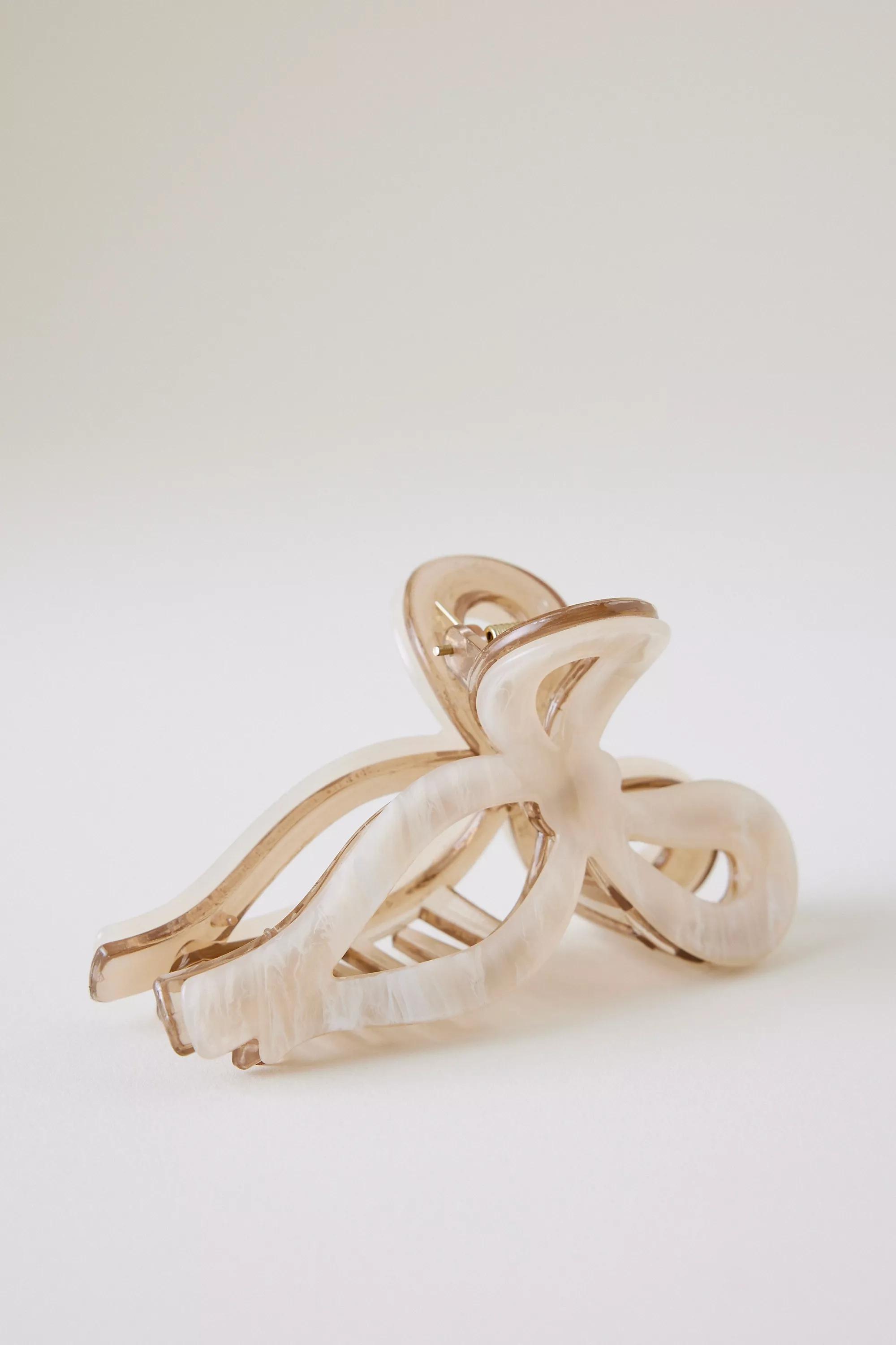 Resin Bow Hair Claw Clips, White, A501_0010, large image number 4
