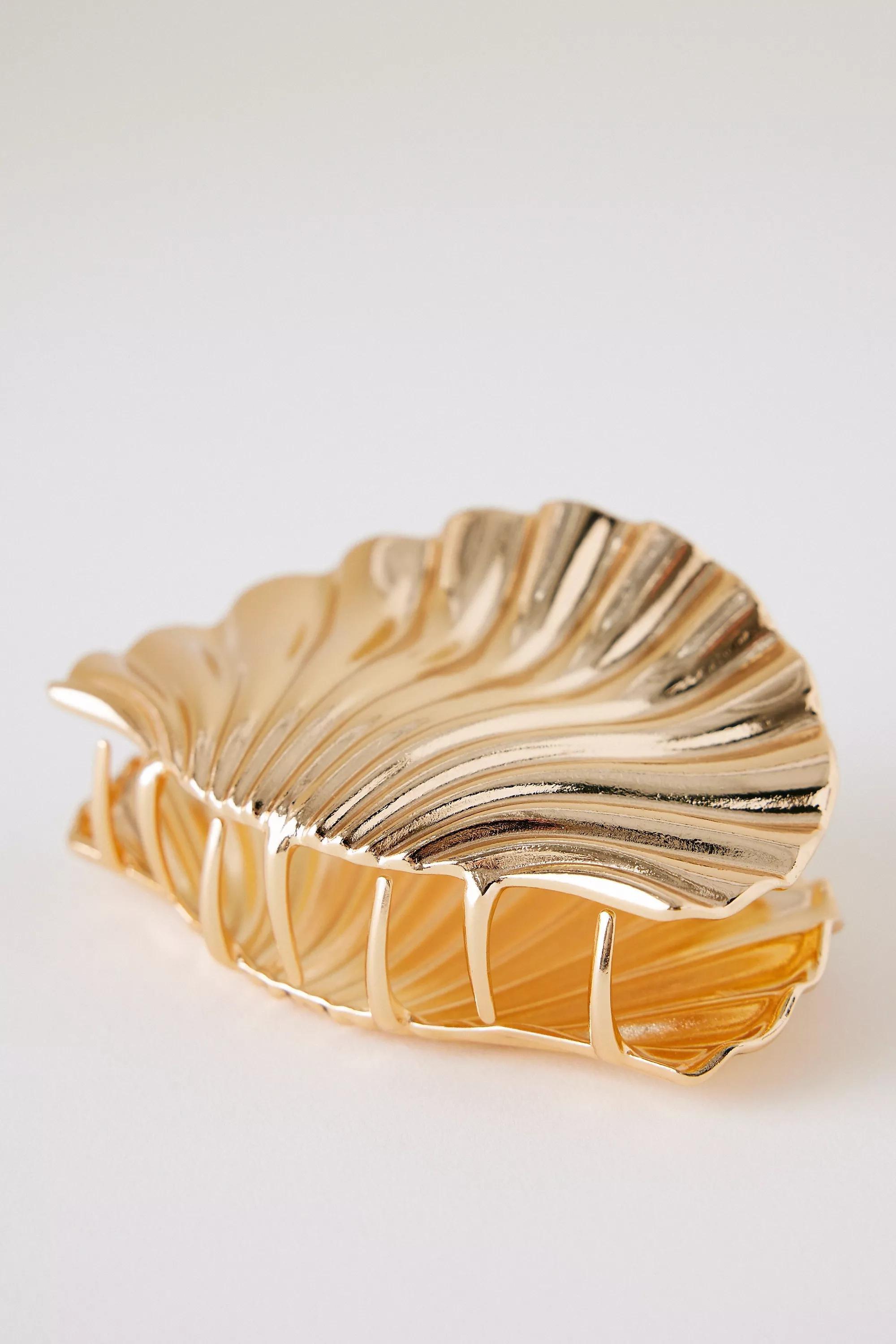 Metal Shell Hair Claw Clip, Gold, A501_0070, large image number 3