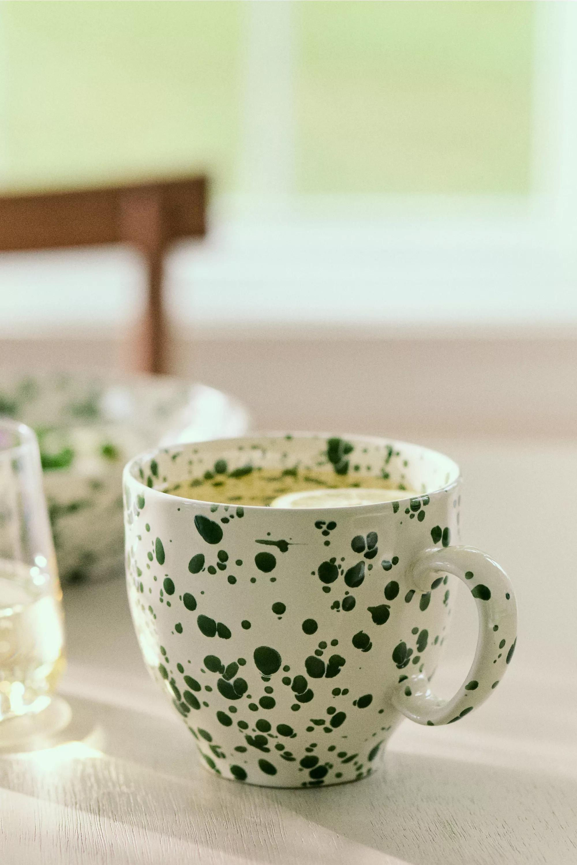 Splatter Portuguese Stoneware Mug, Green, A501_0030, medium