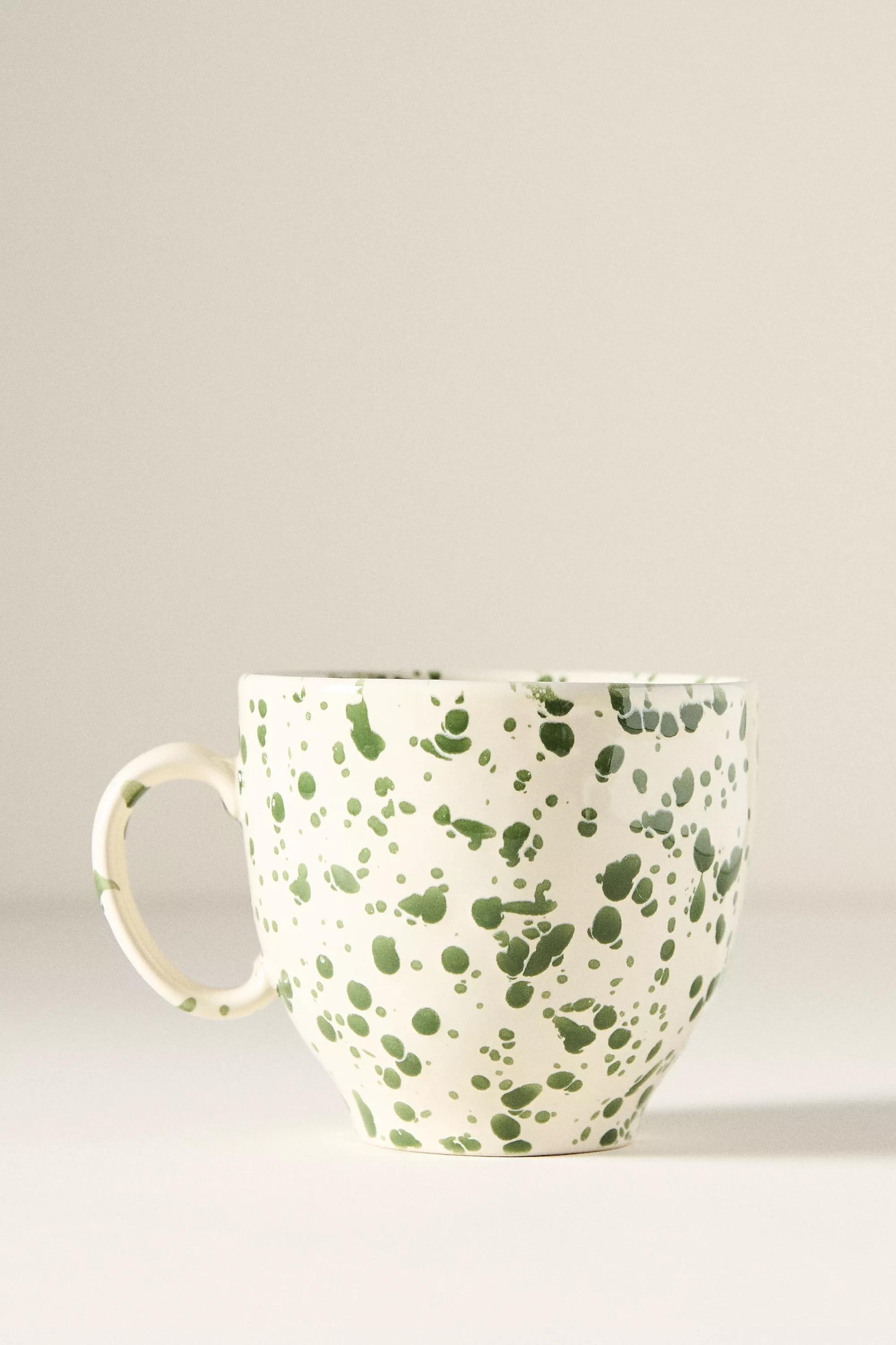 Splatter Portuguese Stoneware Mug, Green, A501_0030, medium