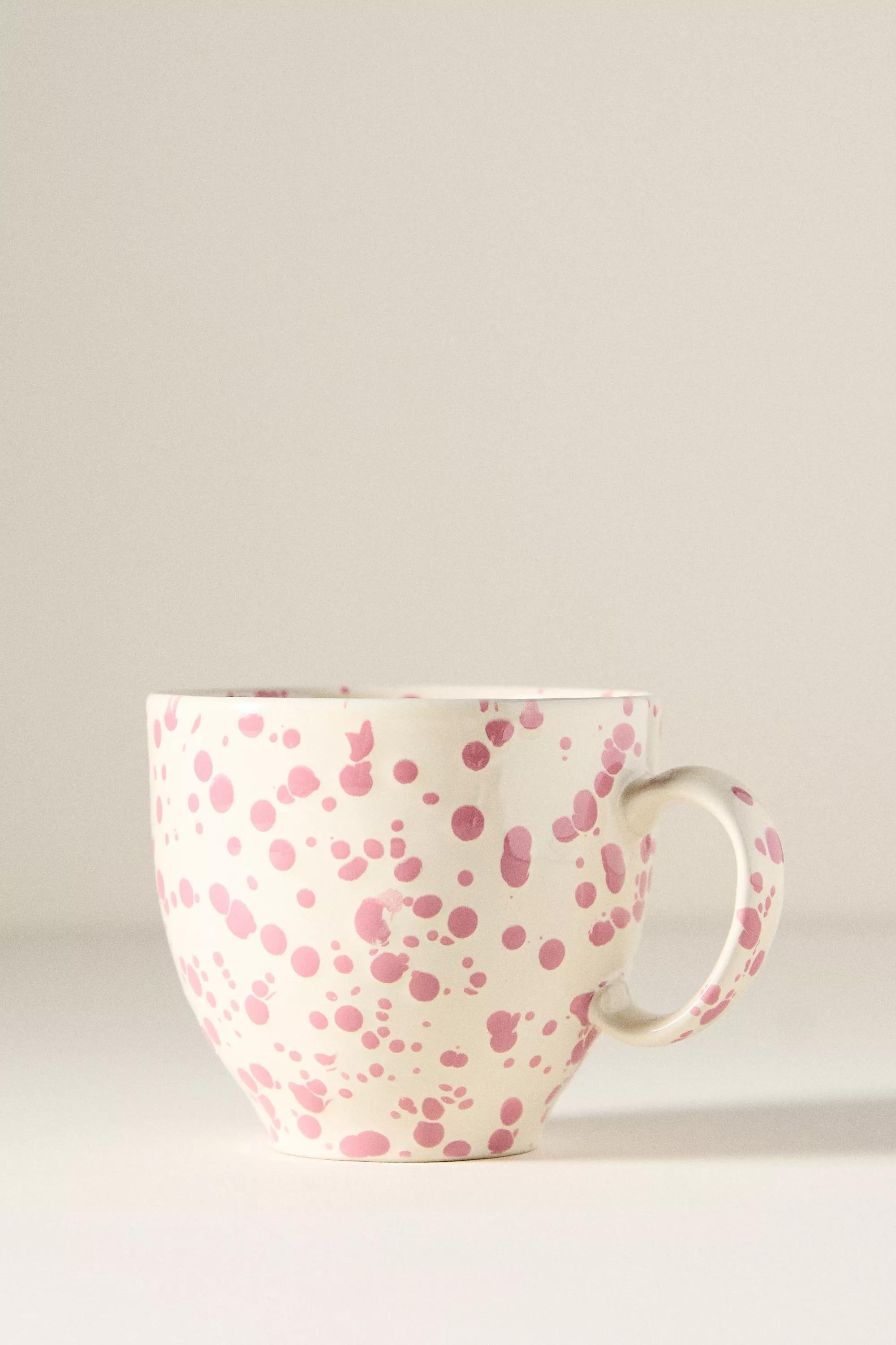 Splatter Portuguese Stoneware Mug, Pink, A501_0066, medium