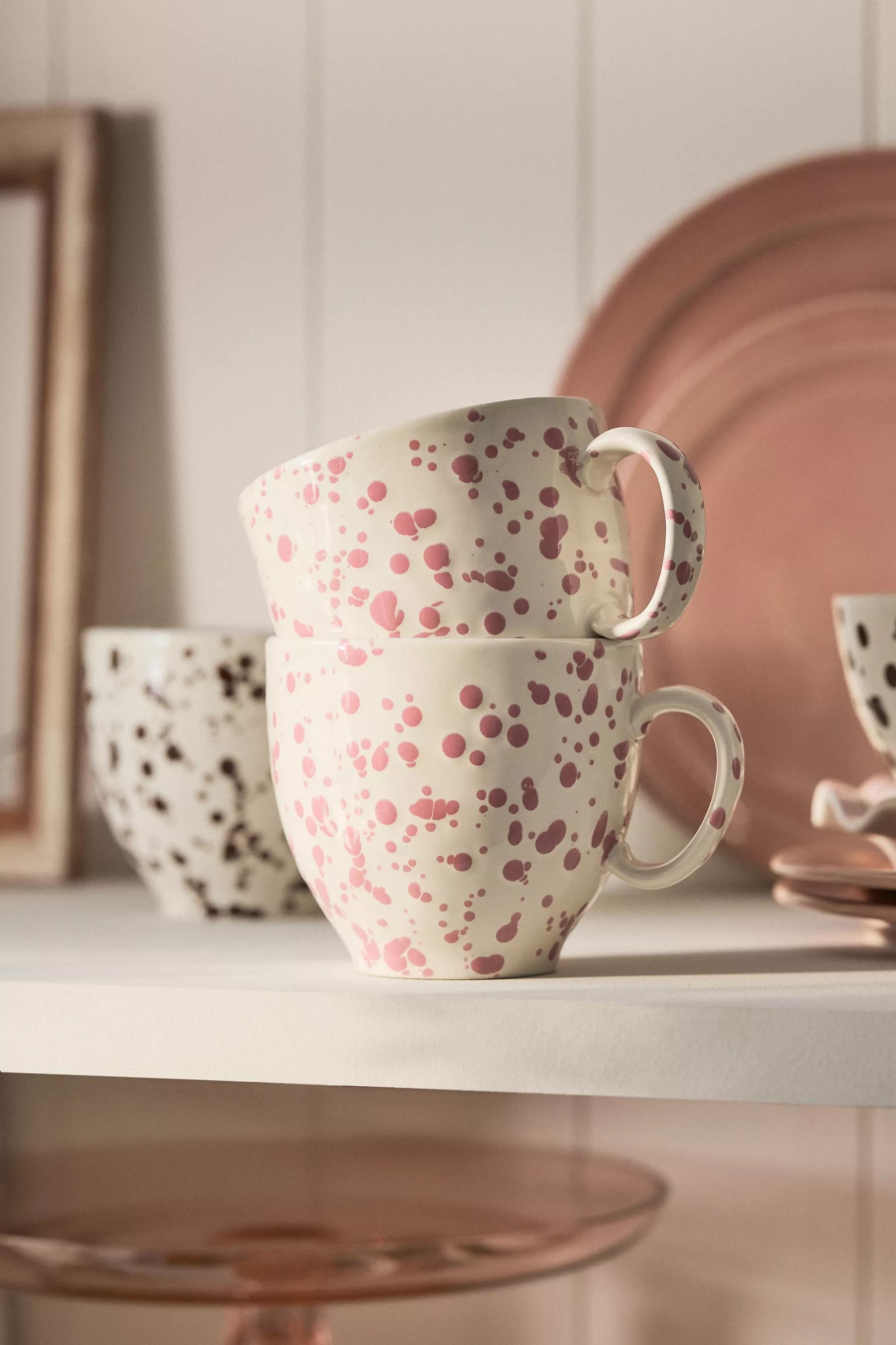 Splatter Portuguese Stoneware Mug, Pink, A501_0066, medium