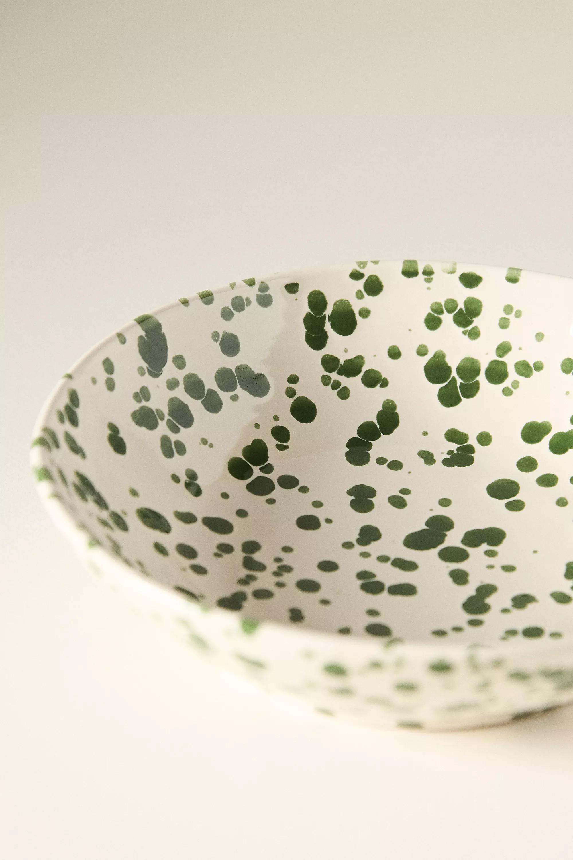 Splatter Portuguese Stoneware Pasta Bowl, Green, A501_0030, large image number 3