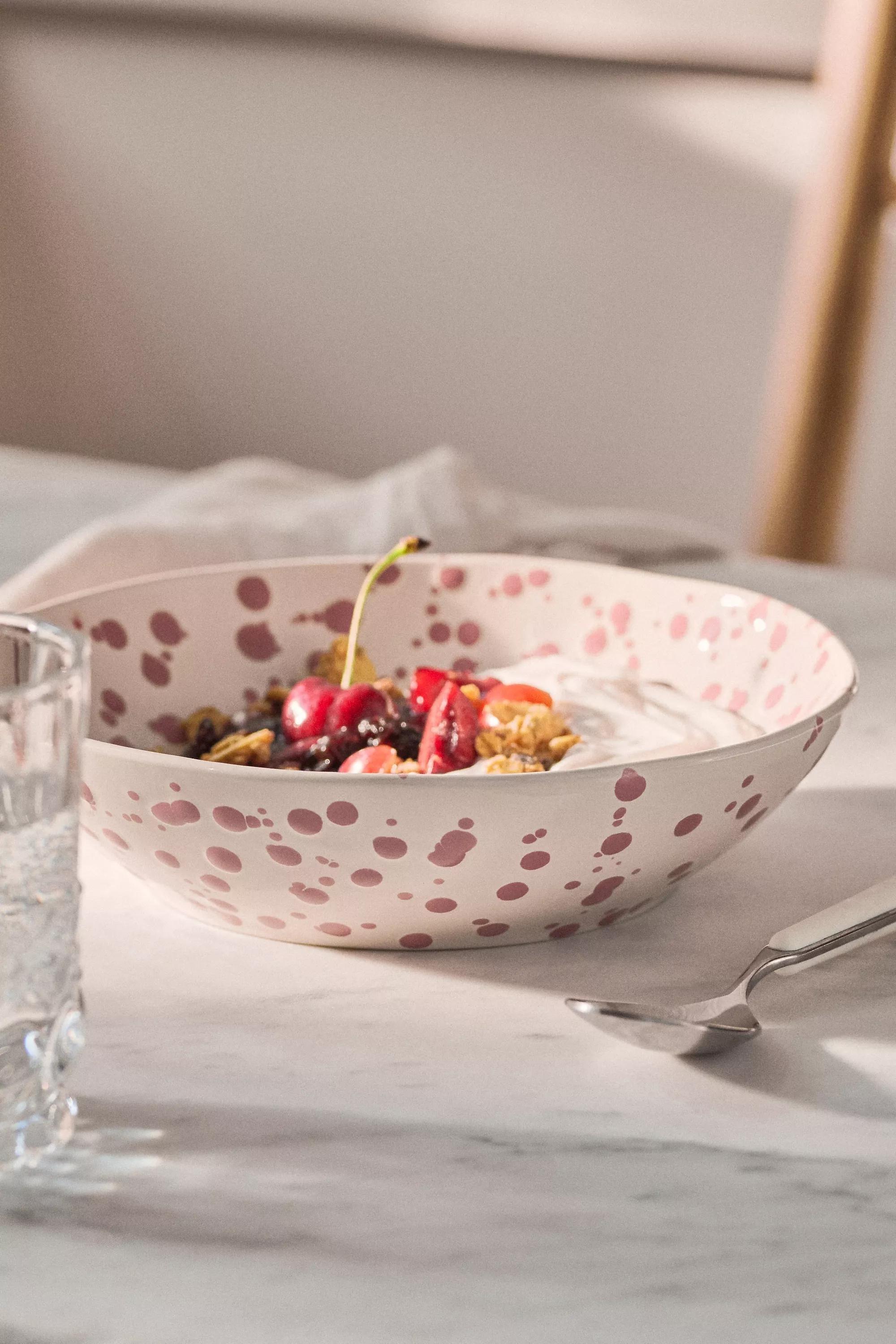 Splatter Portuguese Stoneware Pasta Bowl, Pink, A501_0066, large image number 1