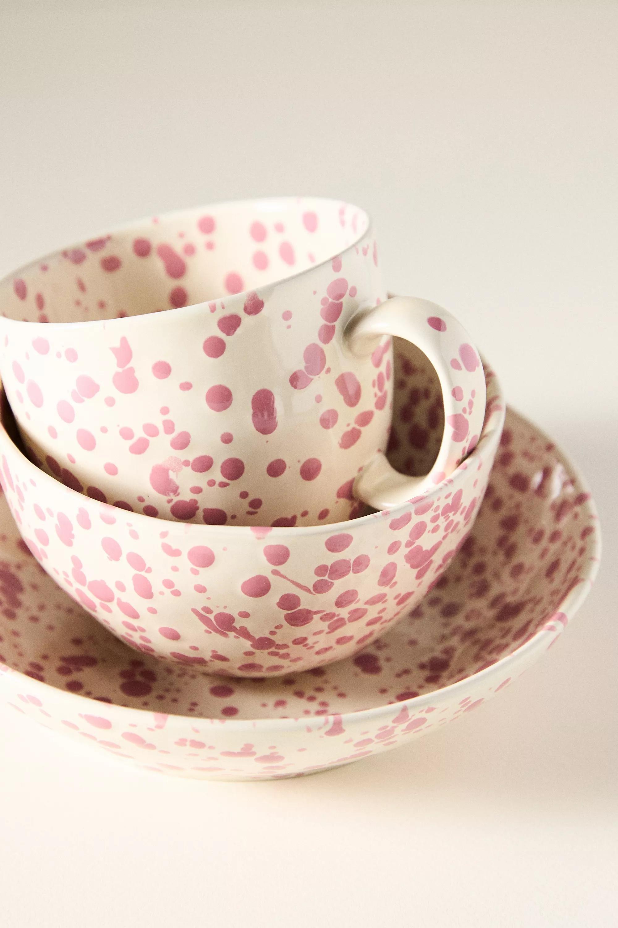 Splatter Portuguese Stoneware Pasta Bowl, Pink, A501_0066, large image number 2