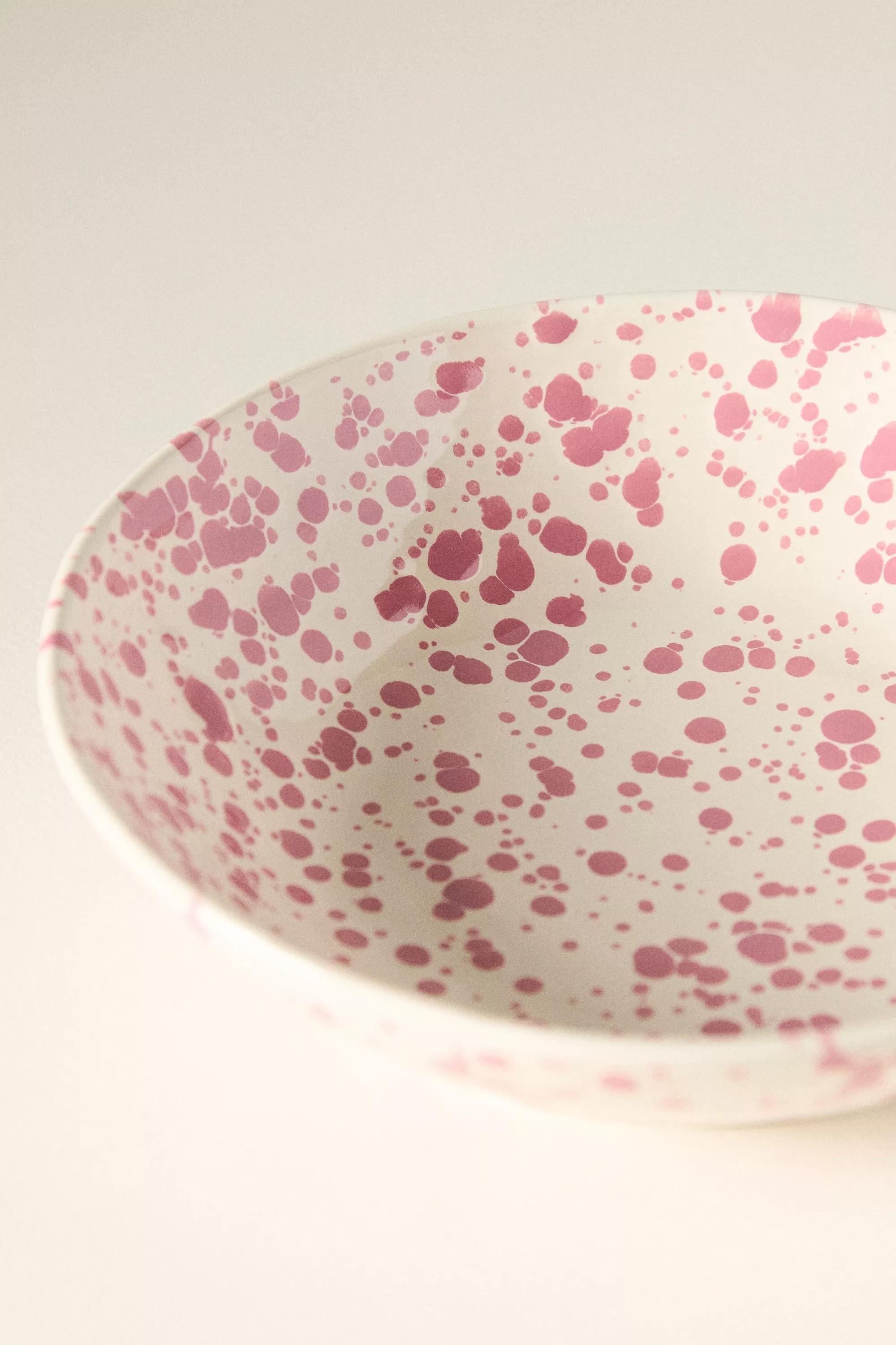 Splatter Portuguese Stoneware Pasta Bowl, Pink, A501_0066, large image number 3