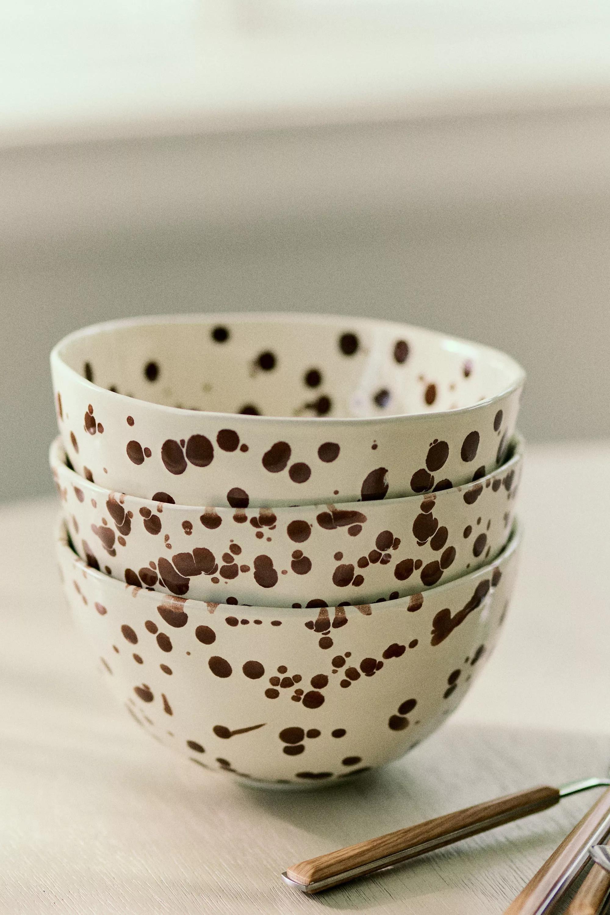 Splatter Portuguese Stoneware Cereal Bowl, Brown, A501_0020, medium