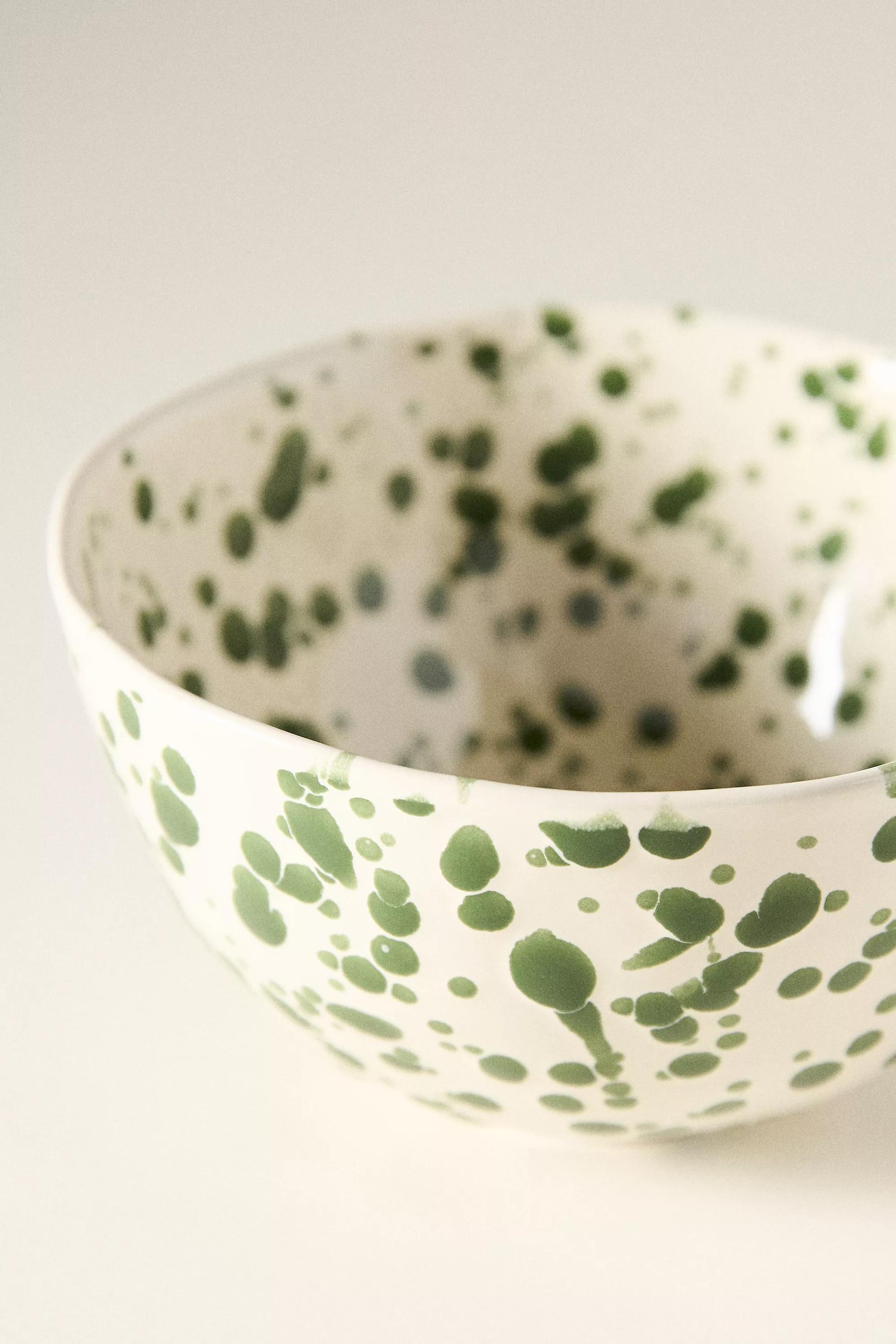Splatter Portuguese Stoneware Cereal Bowl, Green, A501_0030, large image number 3