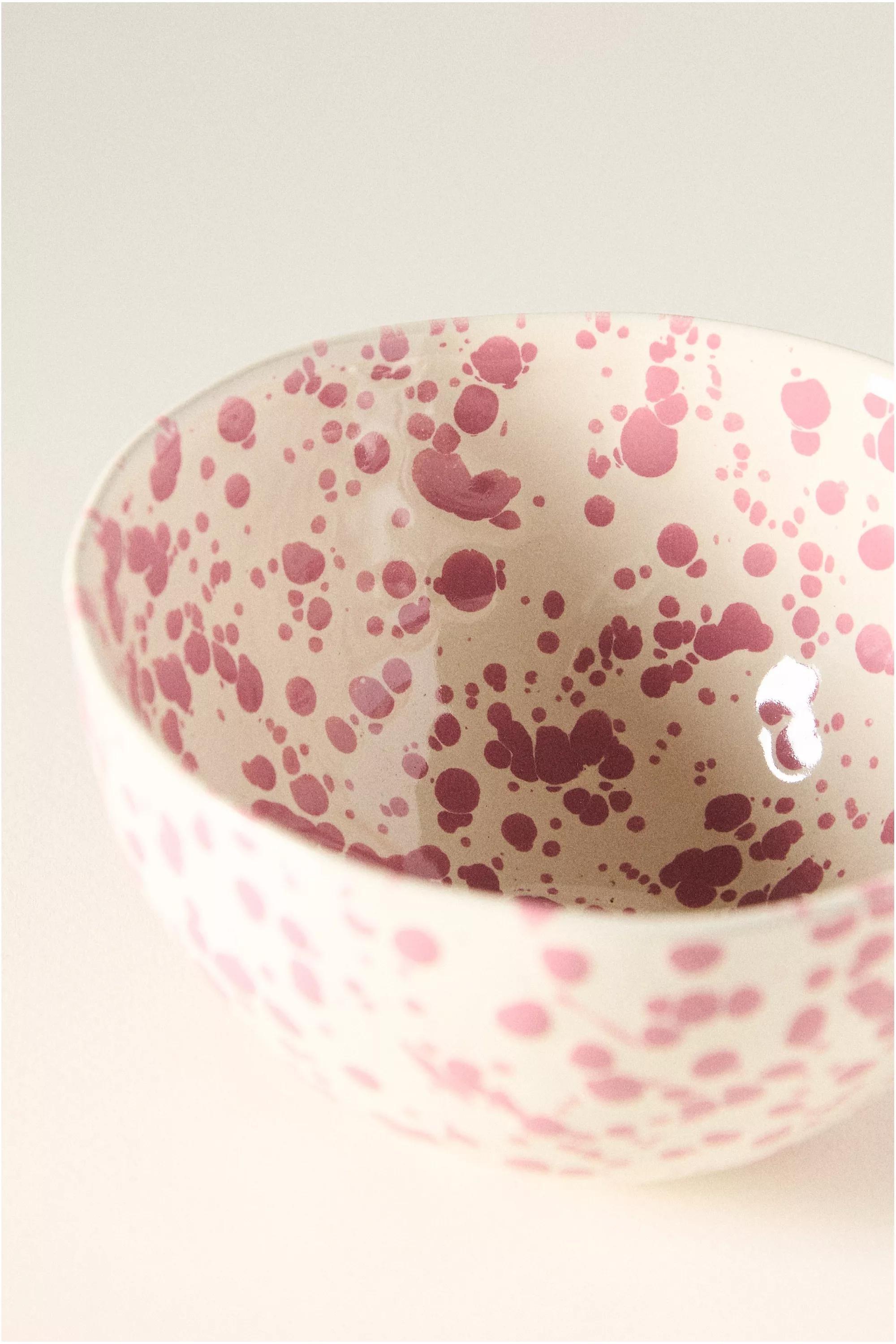 Splatter Portuguese Stoneware Cereal Bowl, Pink, A501_0066, large image number 3