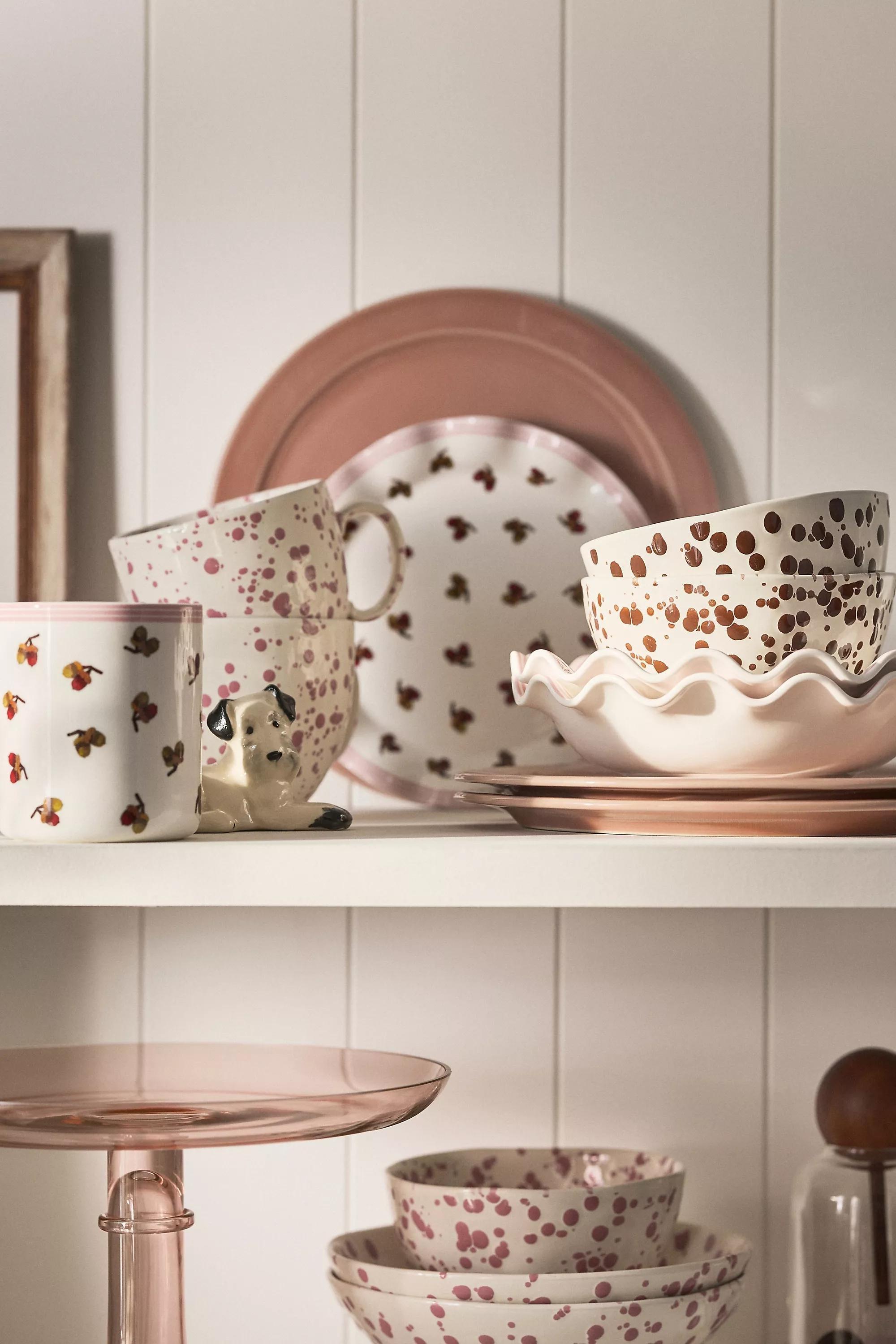 Splatter Portuguese Stoneware Cereal Bowl, Pink, A501_0066, large image number 4