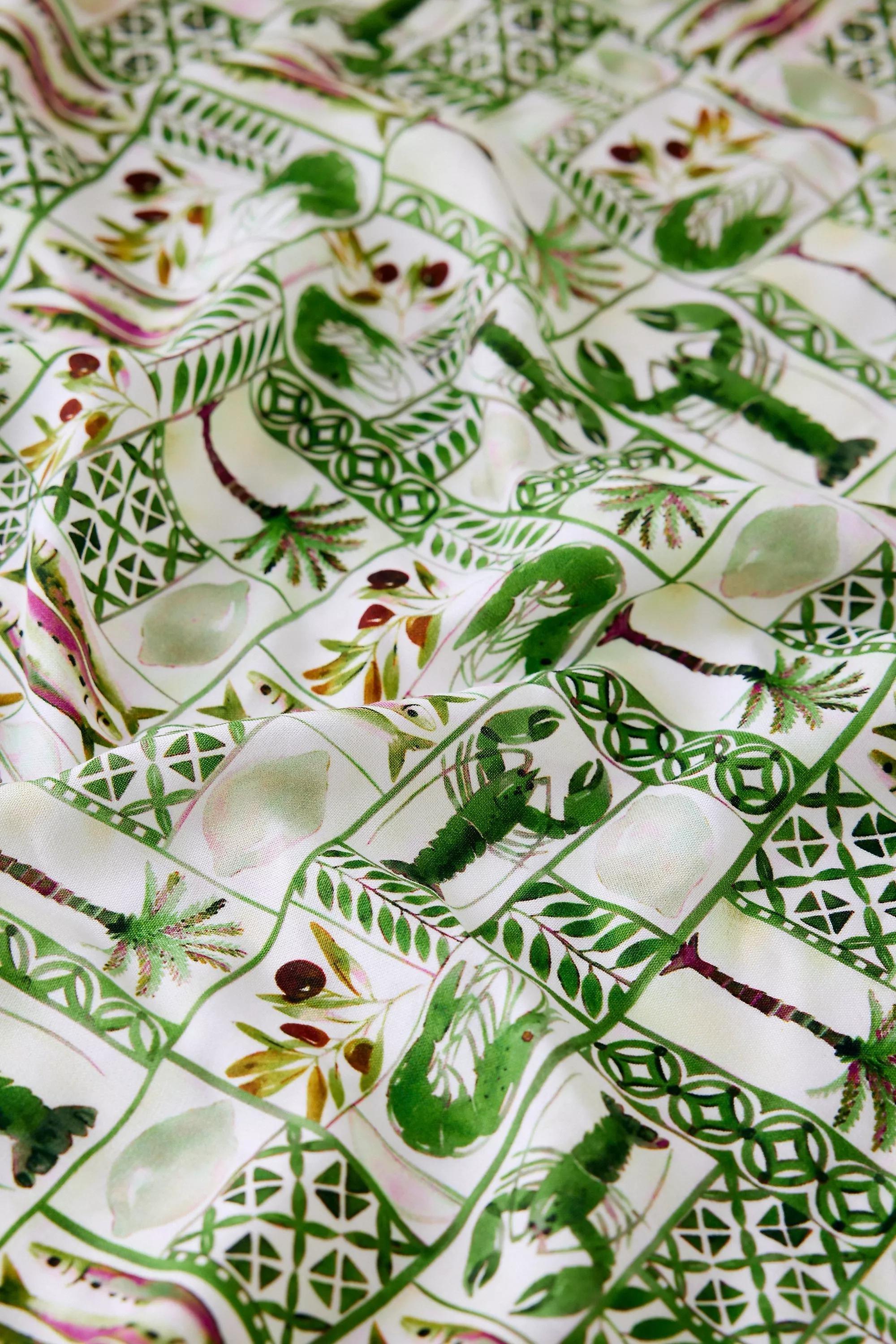Tropical Print Headscarf, Green, A501_0030, large image number 1
