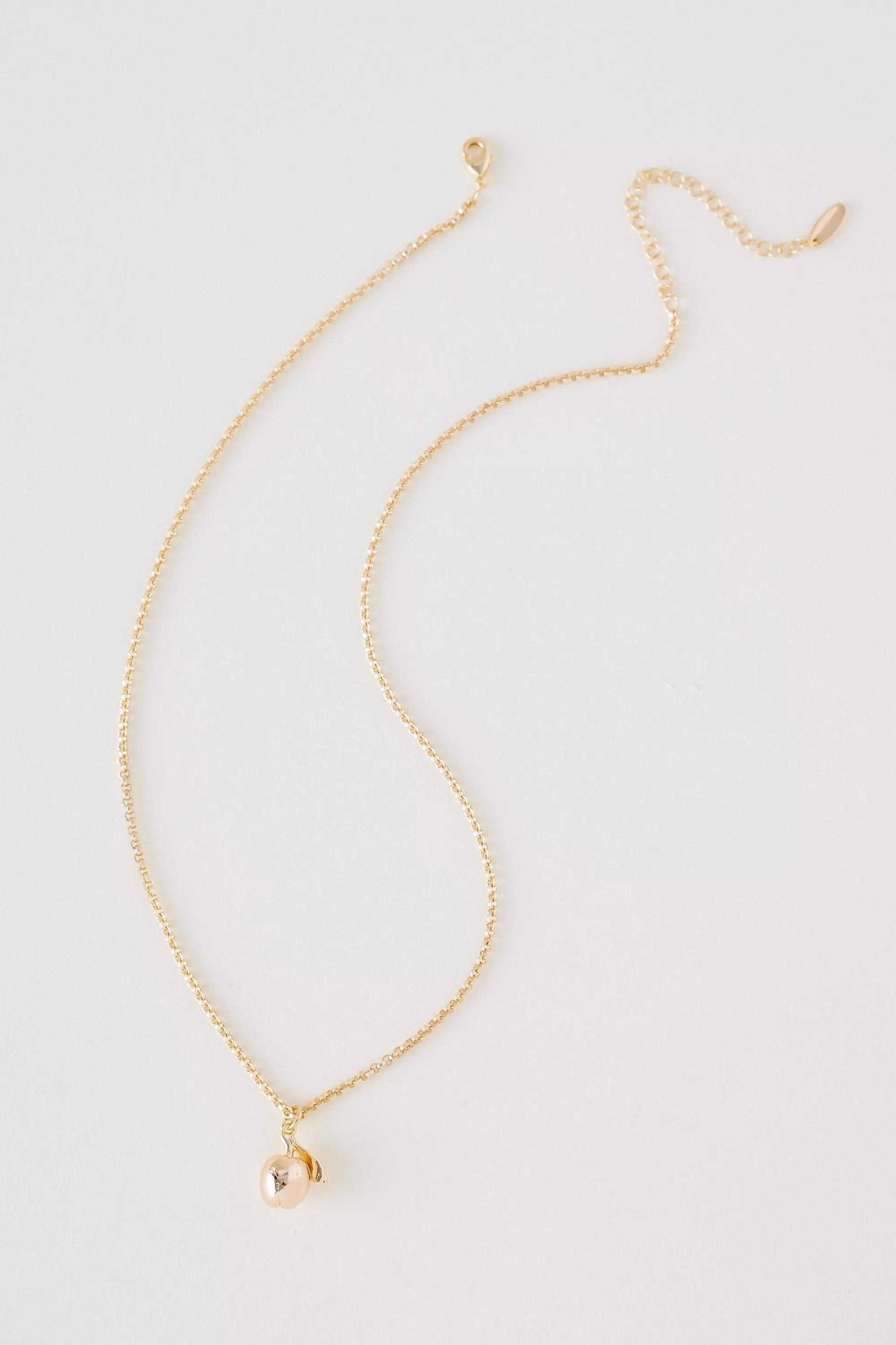 14K Gold-Plated Apple Pendant Necklace, Gold, A501_0070, large image number 1