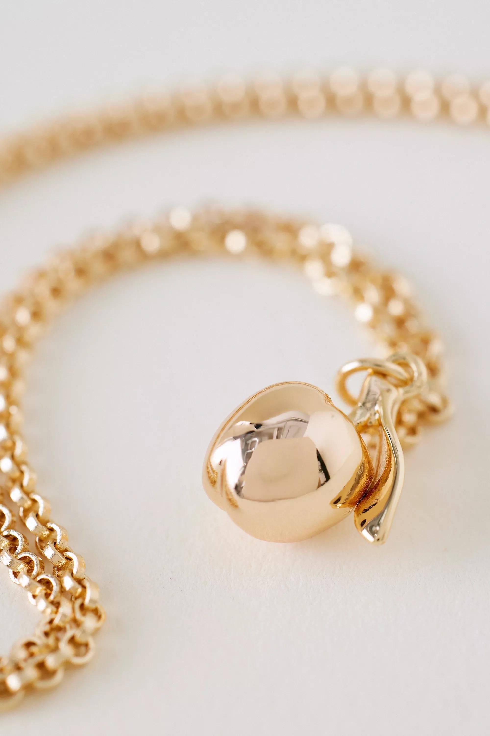 14K Gold-Plated Apple Pendant Necklace, Gold, A501_0070, large image number 3