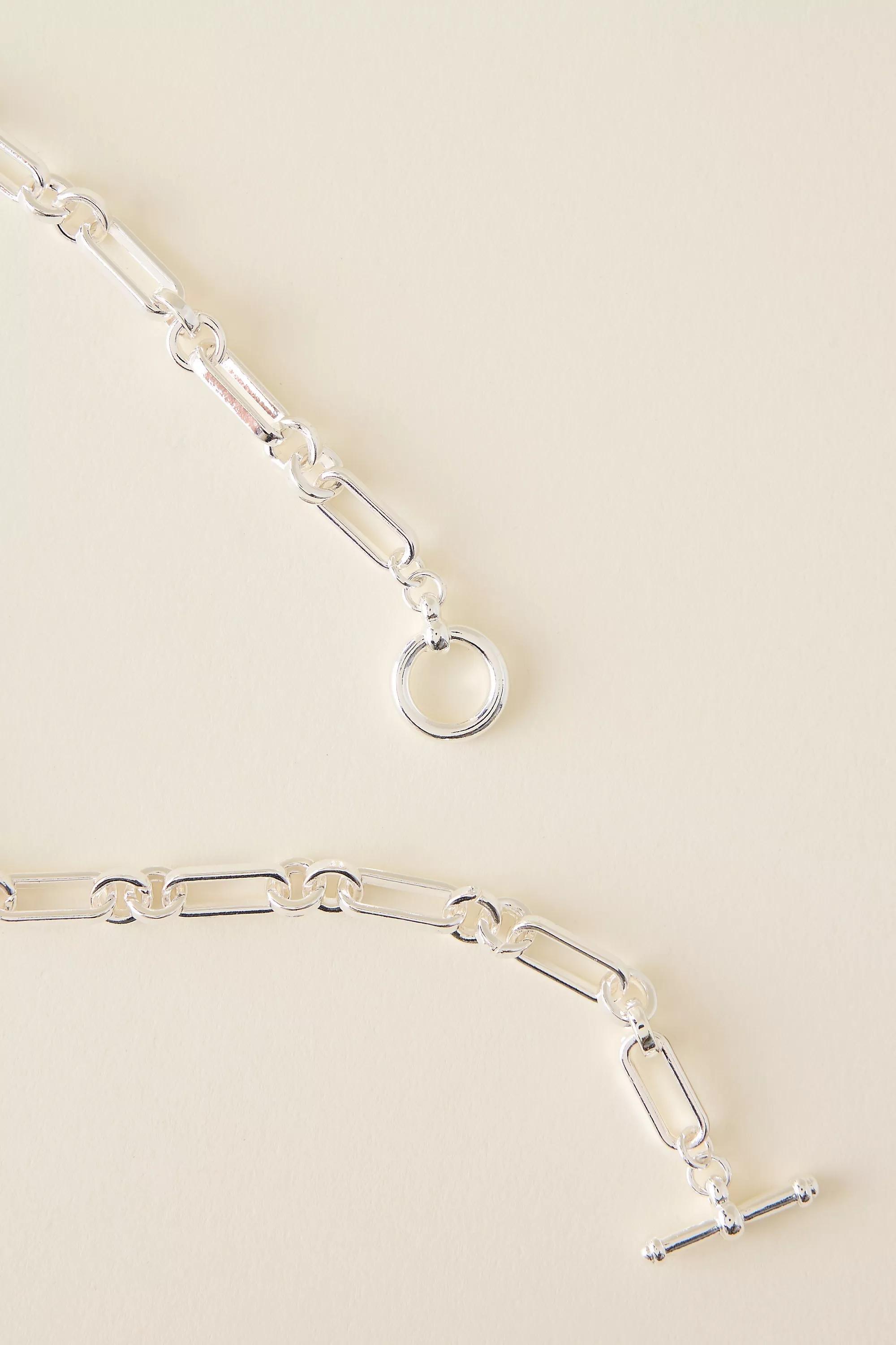 SILVER Chunky Chain T-Bar Necklace, A501_0007, large image number 1