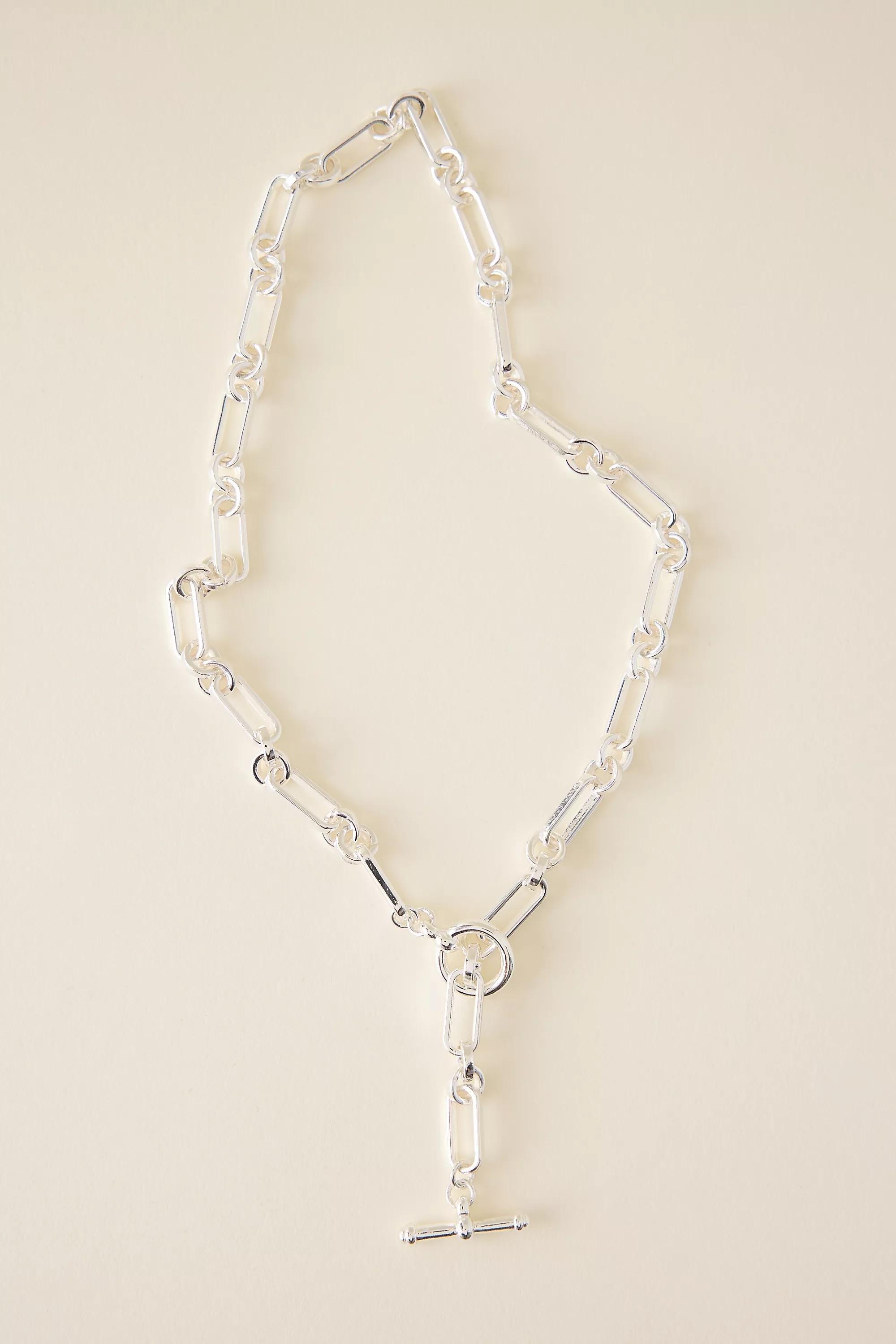 SILVER Chunky Chain T-Bar Necklace, A501_0007, large image number 2