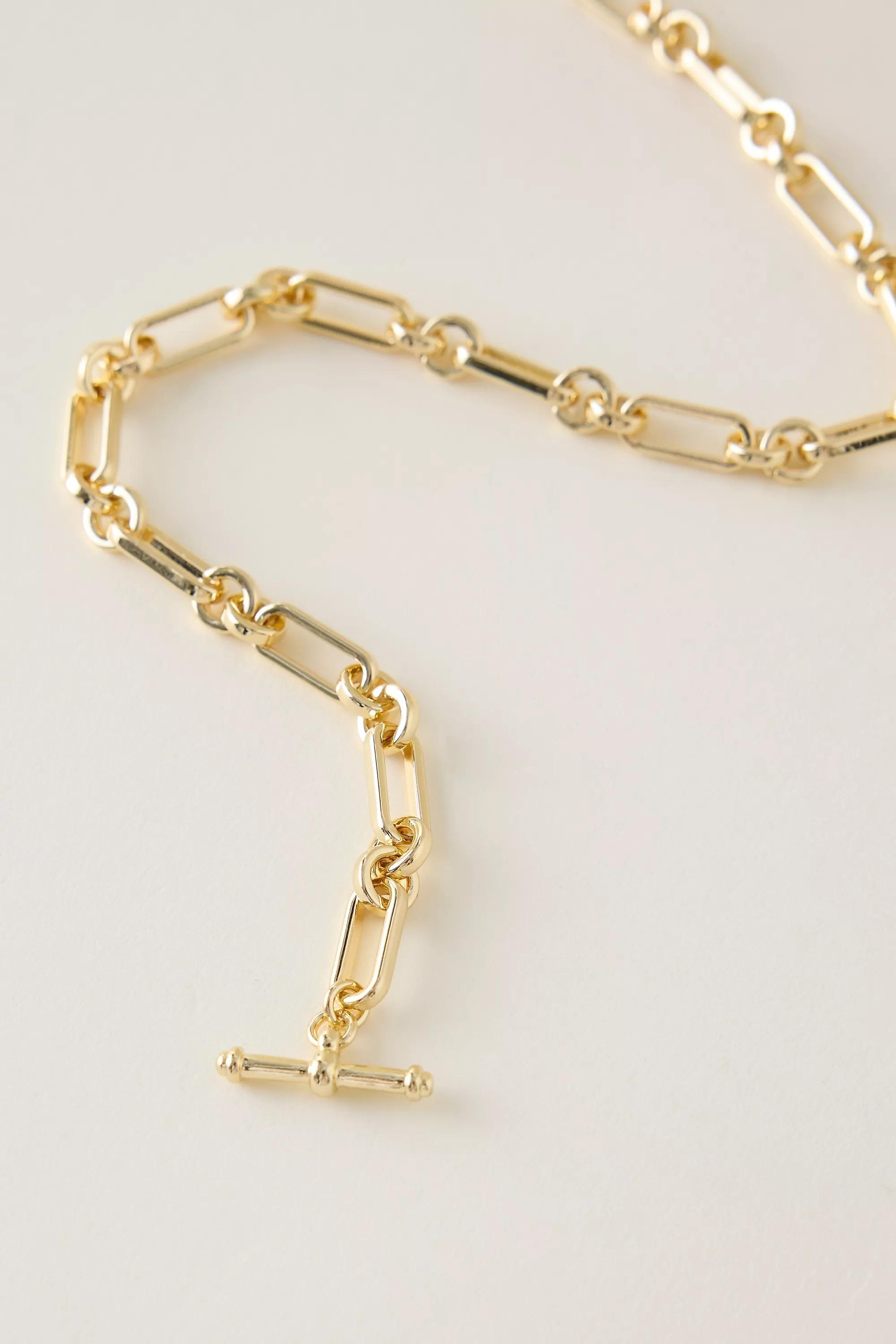 Chunky Chain T-Bar Necklace, Gold, A501_0070, large image number 2