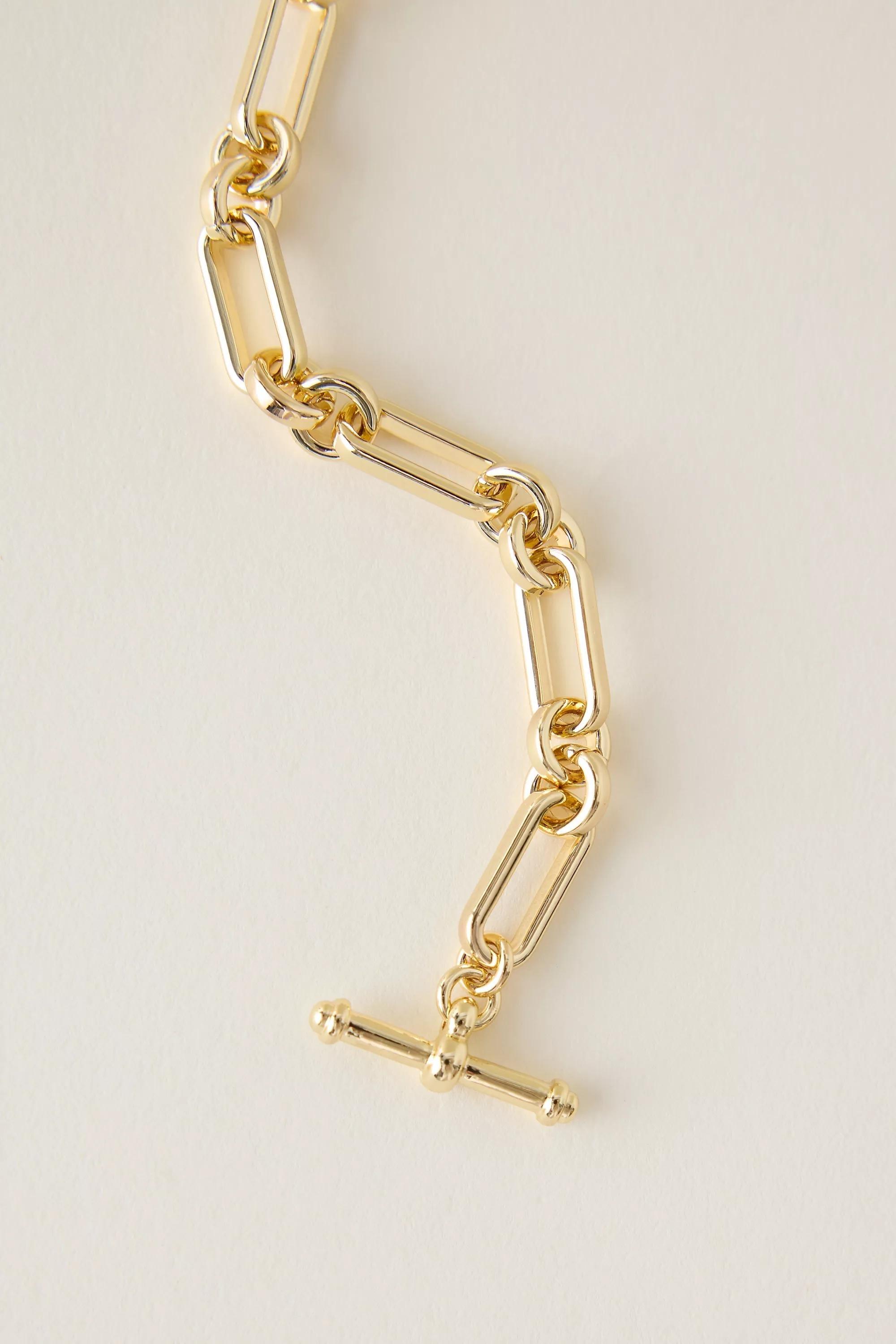 Chunky Chain T-Bar Bracelet, Gold, A501_0070, large image number 2
