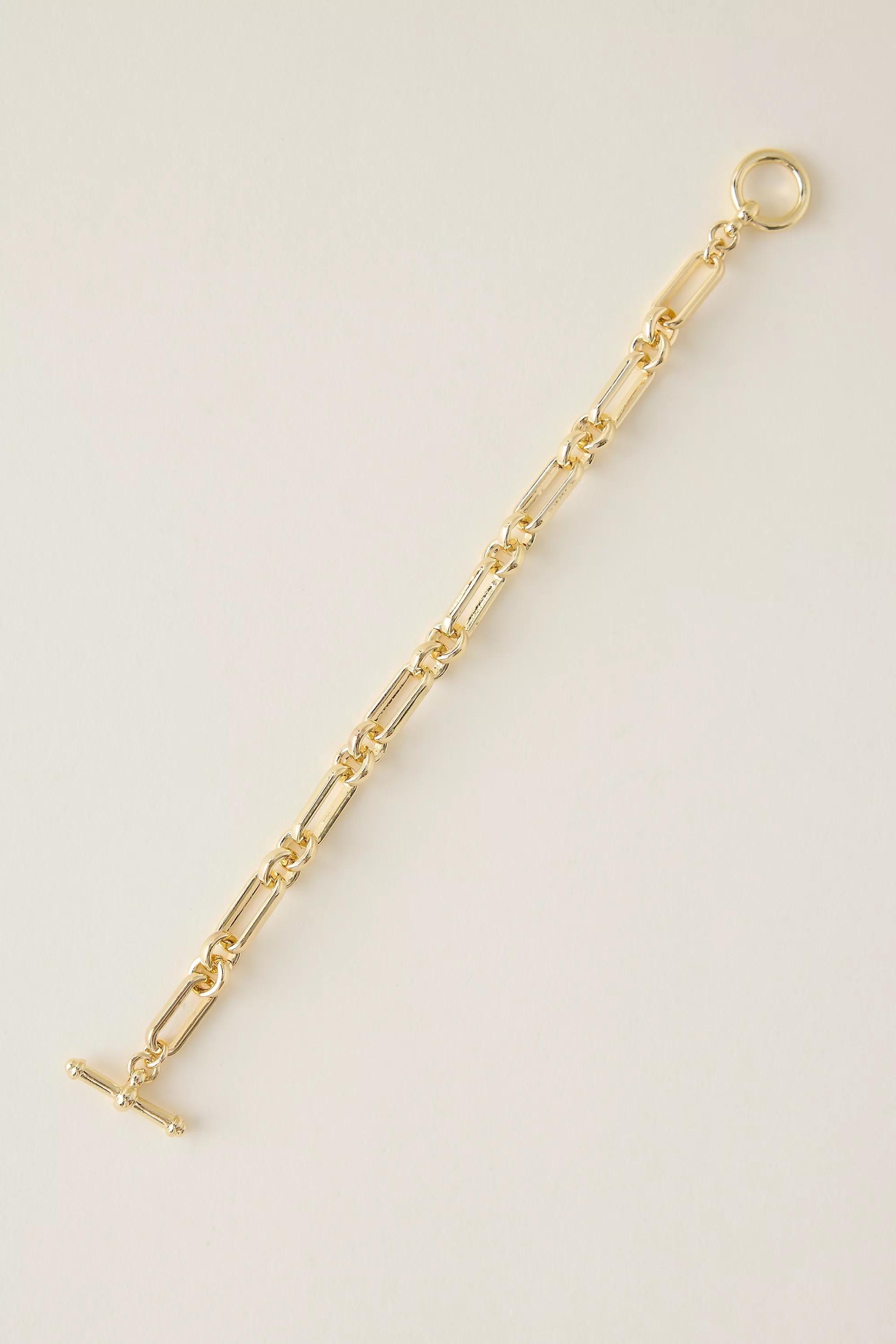 Chunky Chain T-Bar Bracelet, Gold, A501_0070, large image number 3