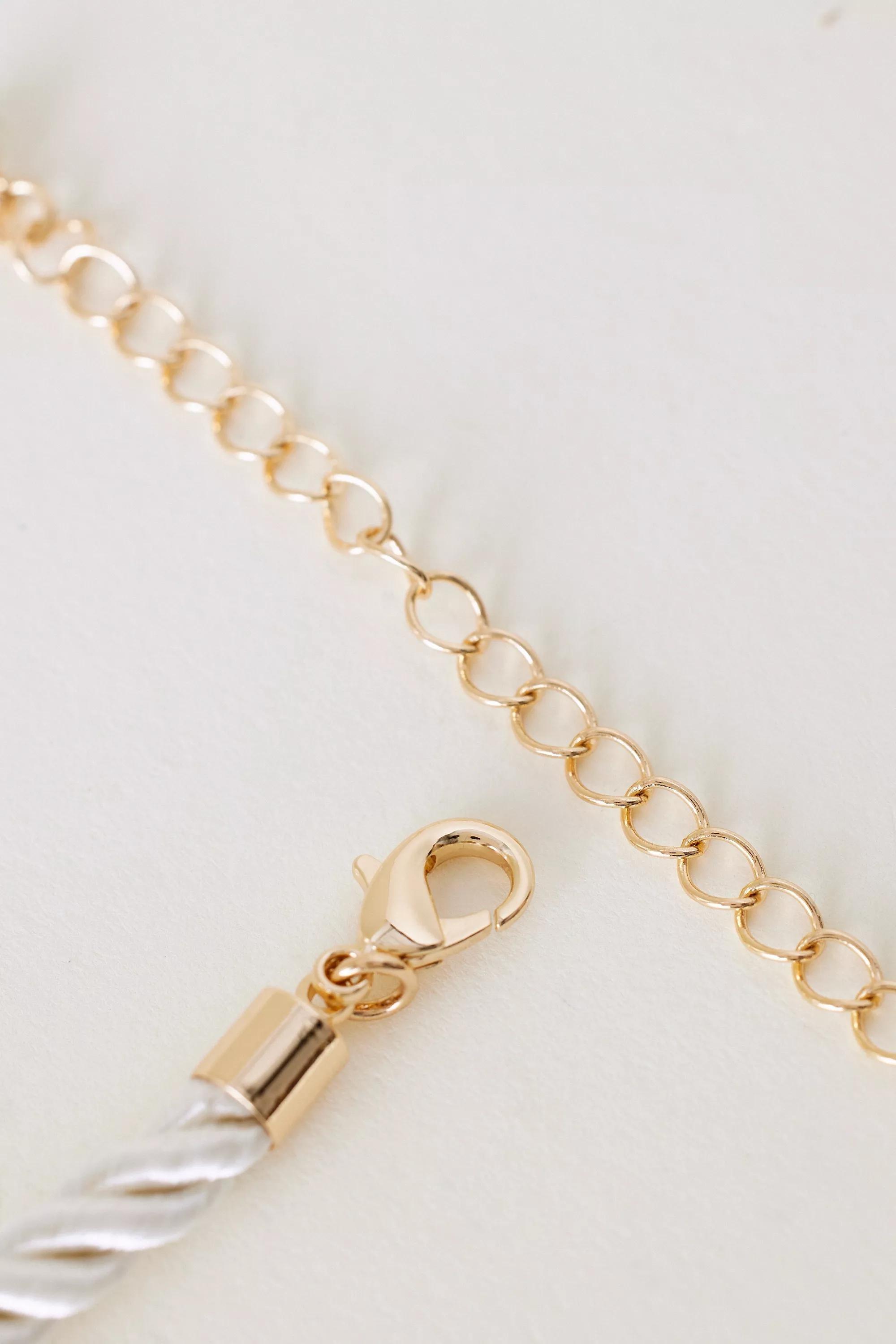 Cord Shell Pendant Necklace, Gold, A501_0070, large image number 3