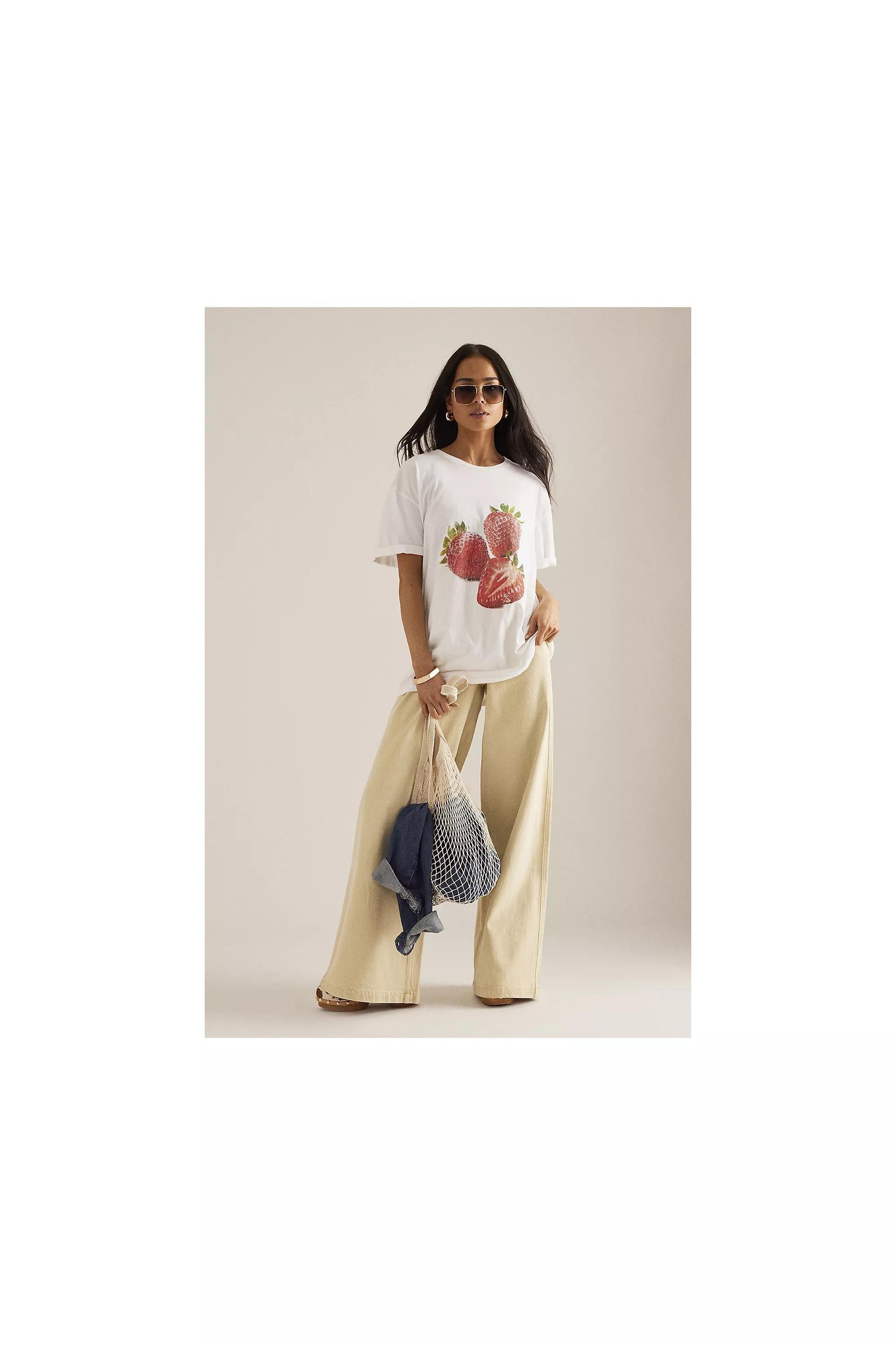 Anthropologie Checked Casual Retro T-Shirt, White, A501_0010, medium