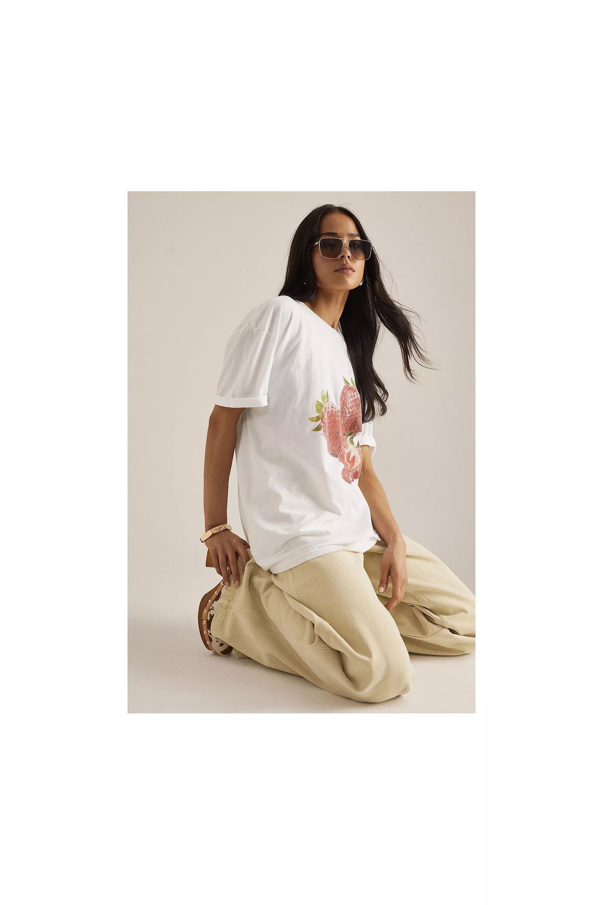 Anthropologie Checked Casual Retro T-Shirt, White, , large image number 4