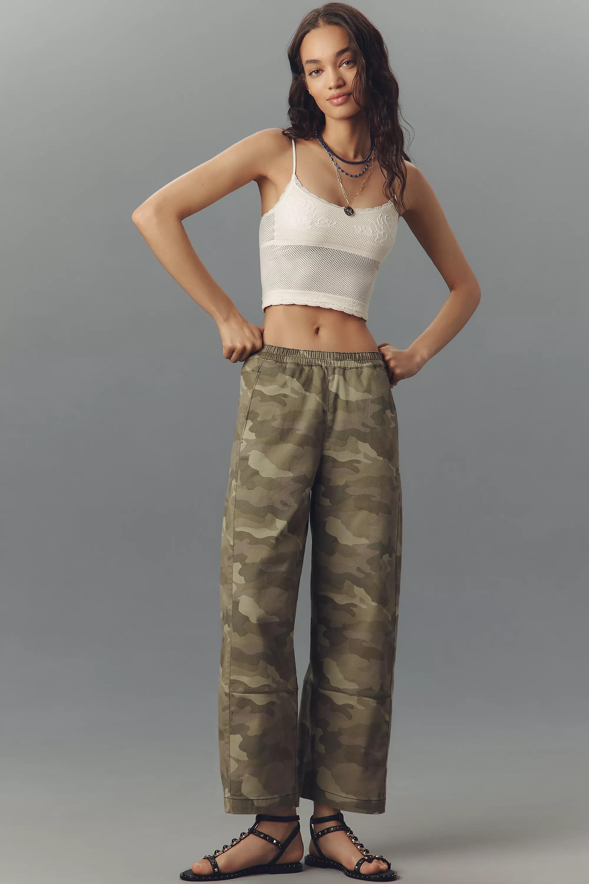 By Pilcro Relaxed Pull-On Barrel Trousers, Green, , large image number 2