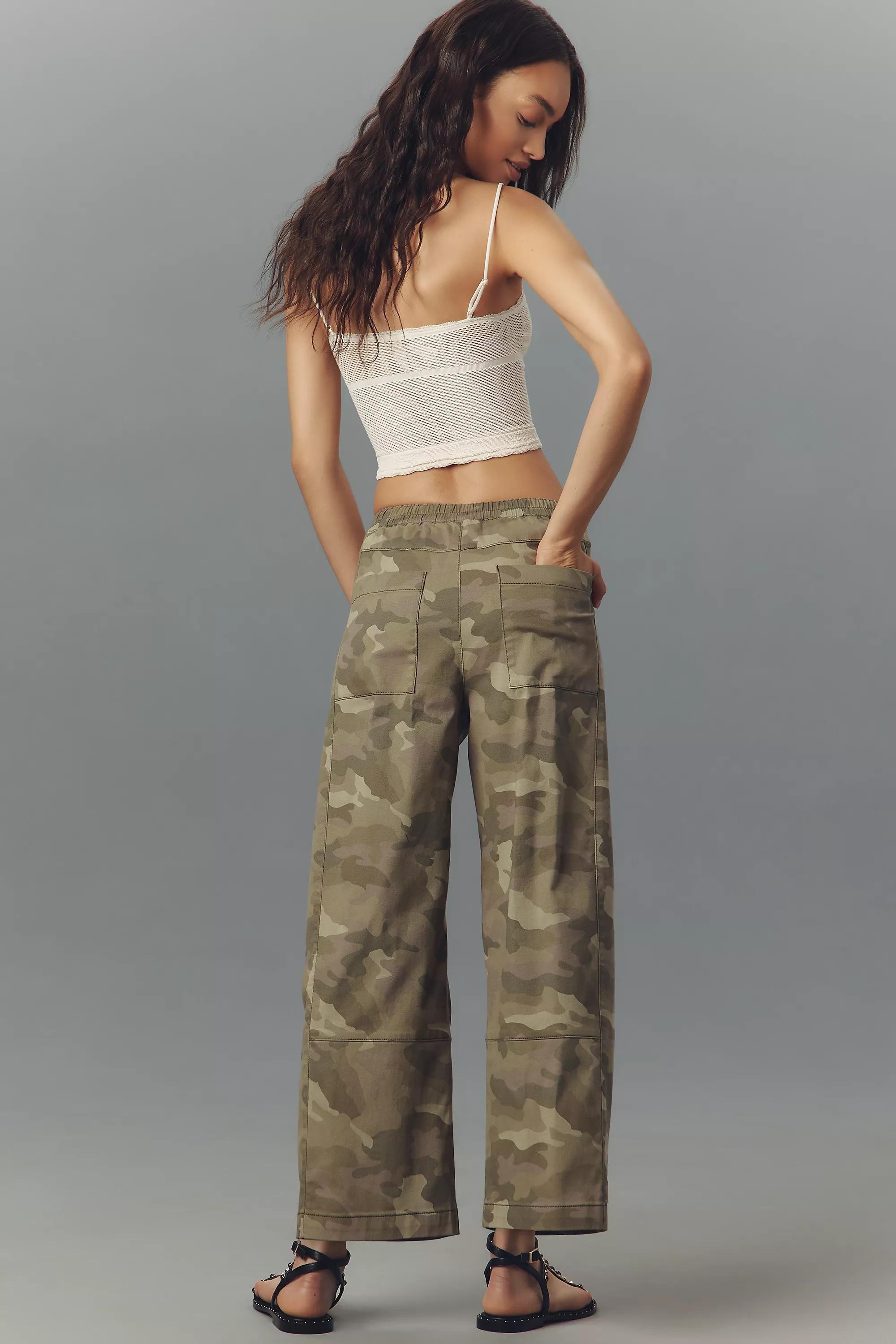 By Pilcro Relaxed Pull-On Barrel Trousers, Green, , large image number 5