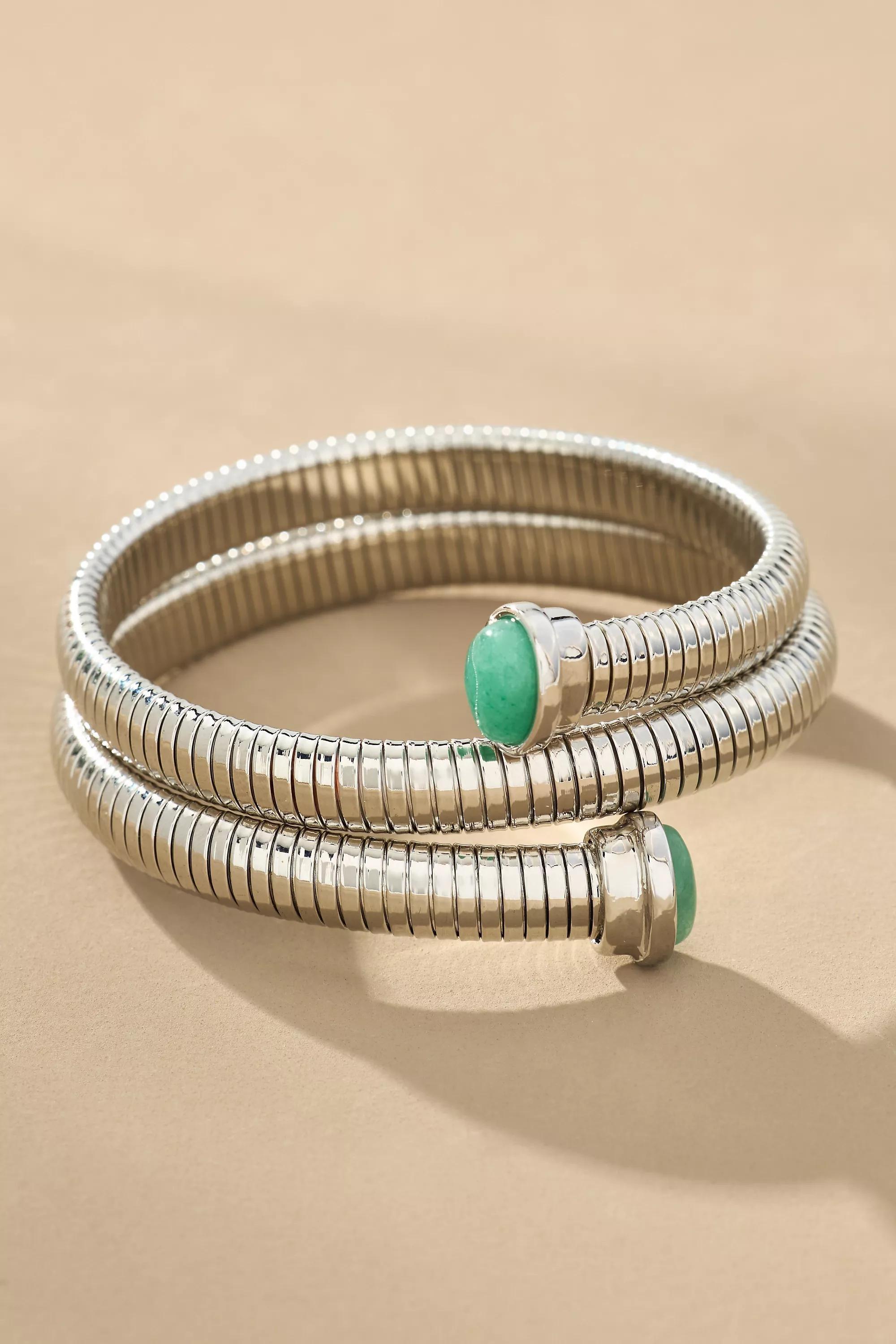 Herringbone Spiral Bracelet, Silver, A501_0007, large image number 1