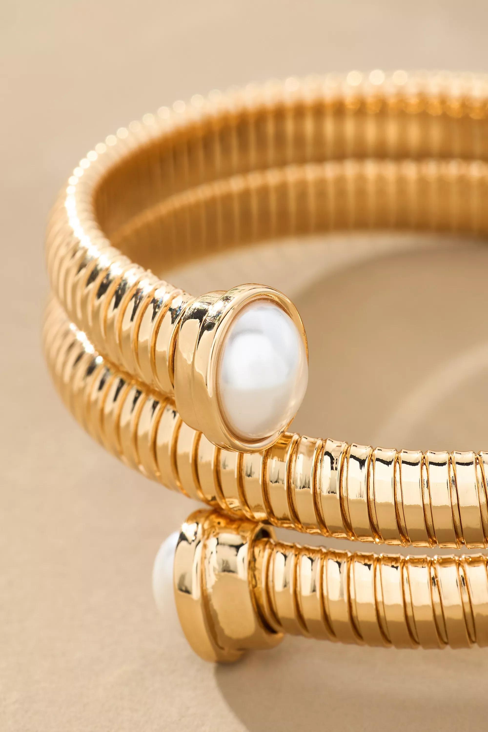 Herringbone Spiral Bracelet, Gold, A501_0070, large image number 3