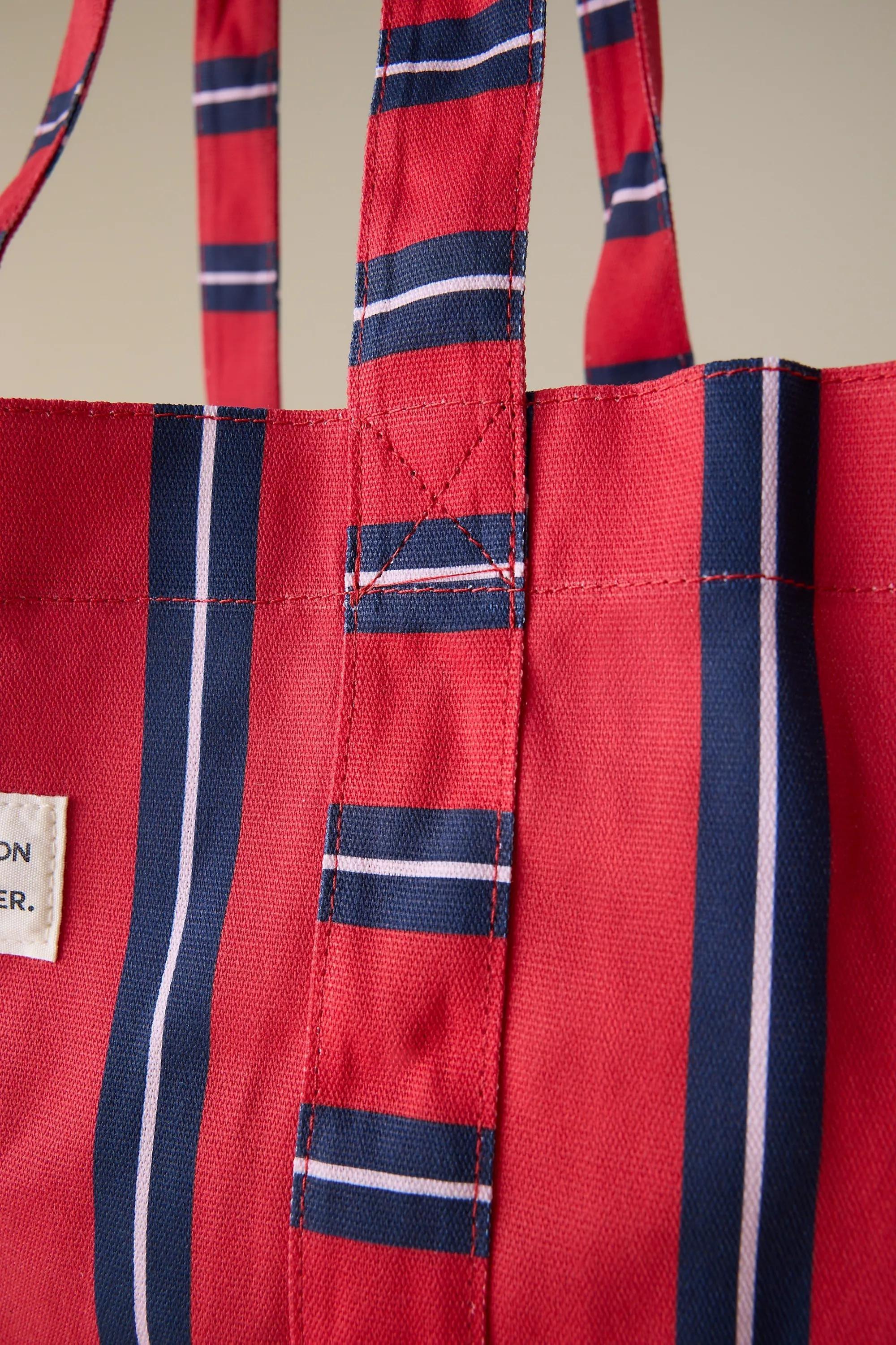 Damson Madder Stripe Canvas Tote Bag, Red, A501_0060, large image number 1
