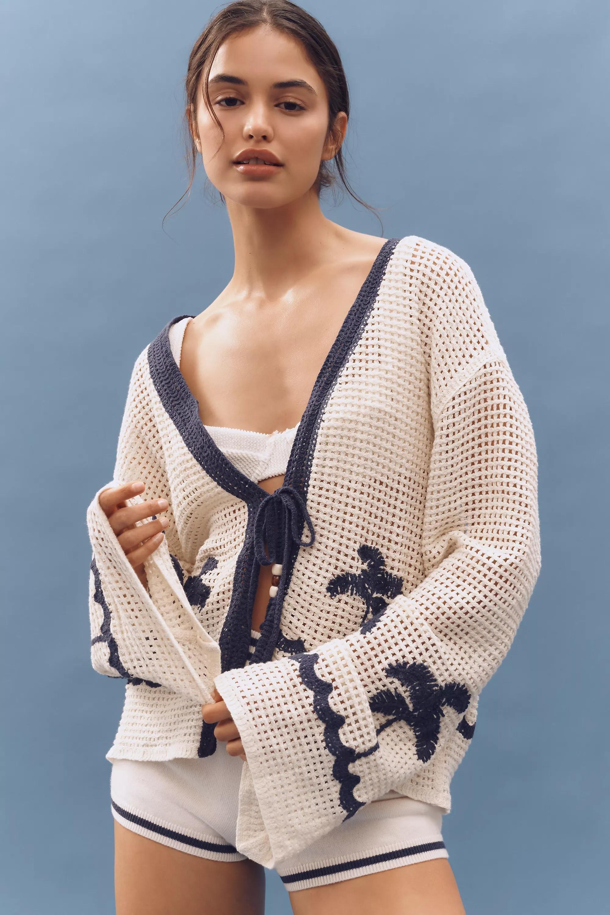 By Anthropologie Embellished Cardigan, Blue, A501_0049, large image number 0