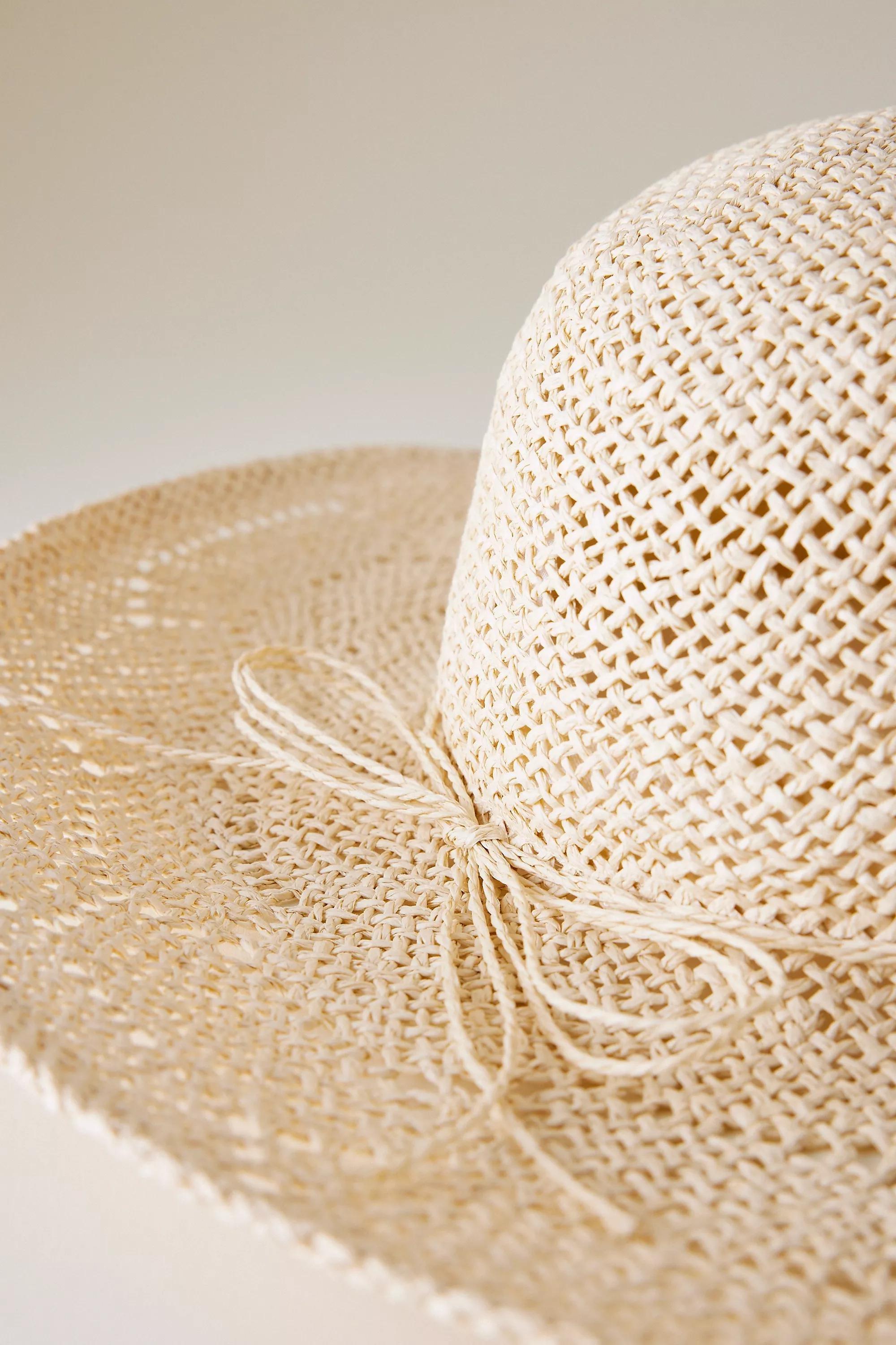 Beige Floppy Twist Straw Hat, A501_0014, large image number 2
