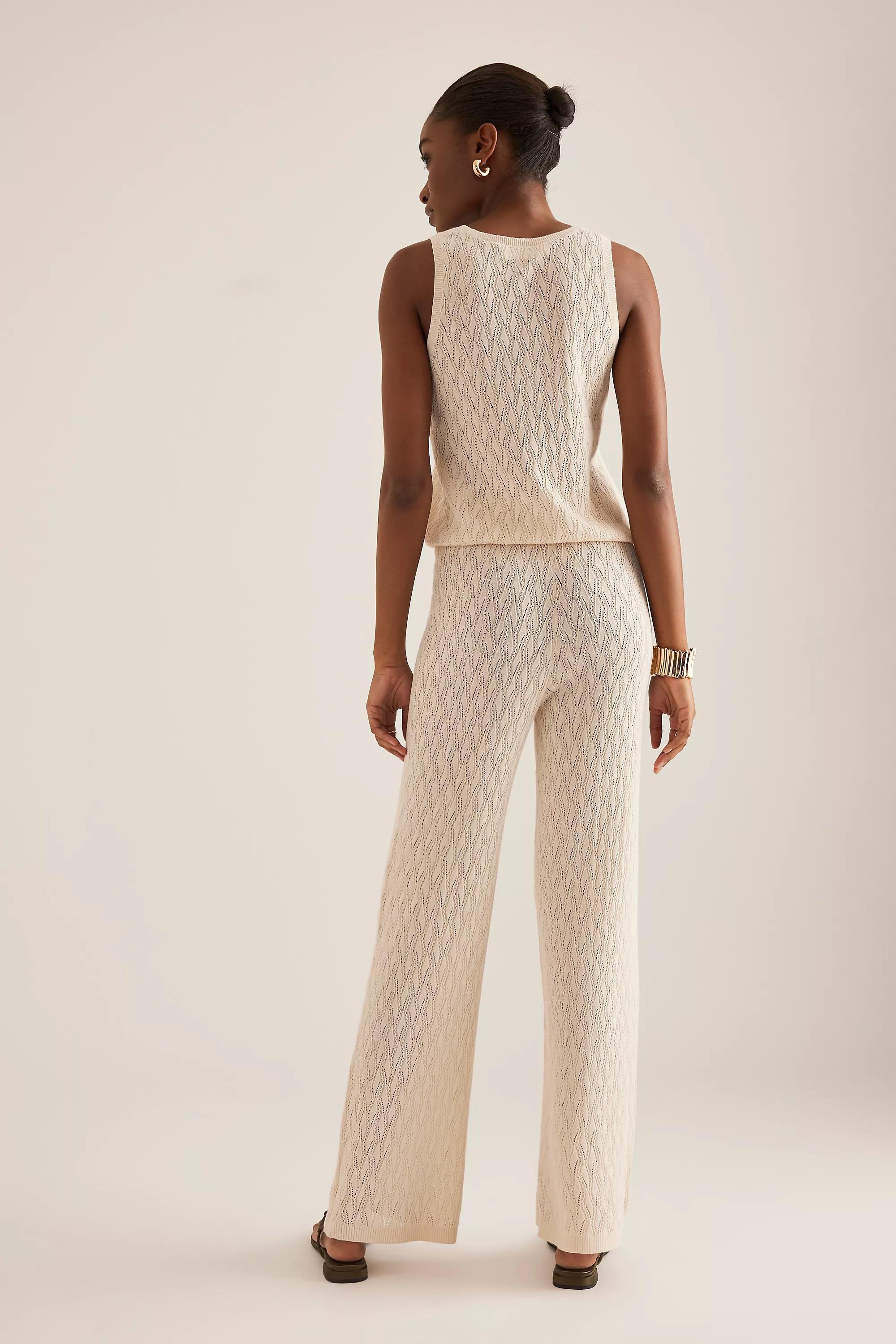 Selected Femme Agny High-Rise Knit Trousers, White, A501_0012, large image number 1